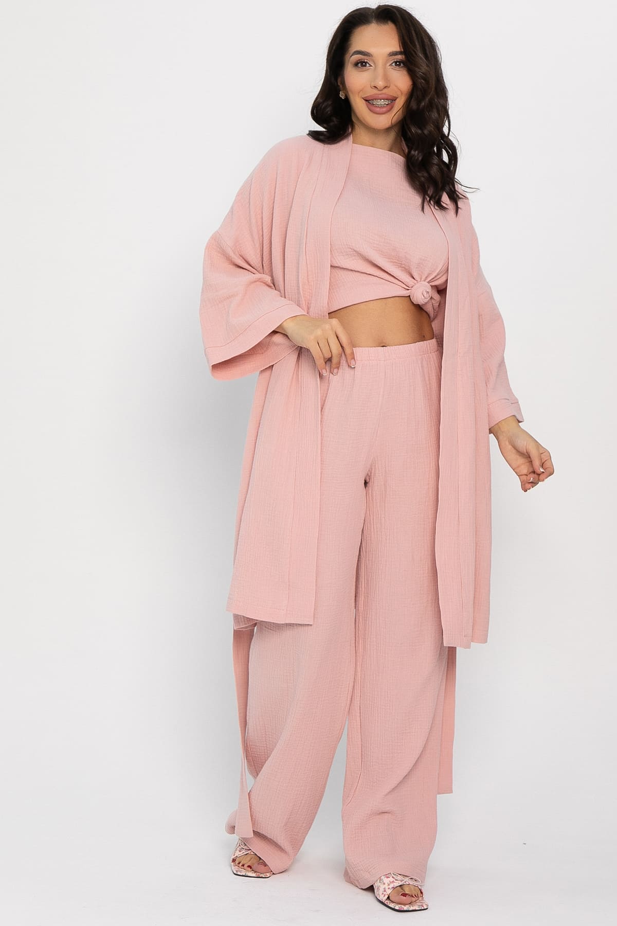 Халат-кимоно Муслин (розовое) П14578-52М