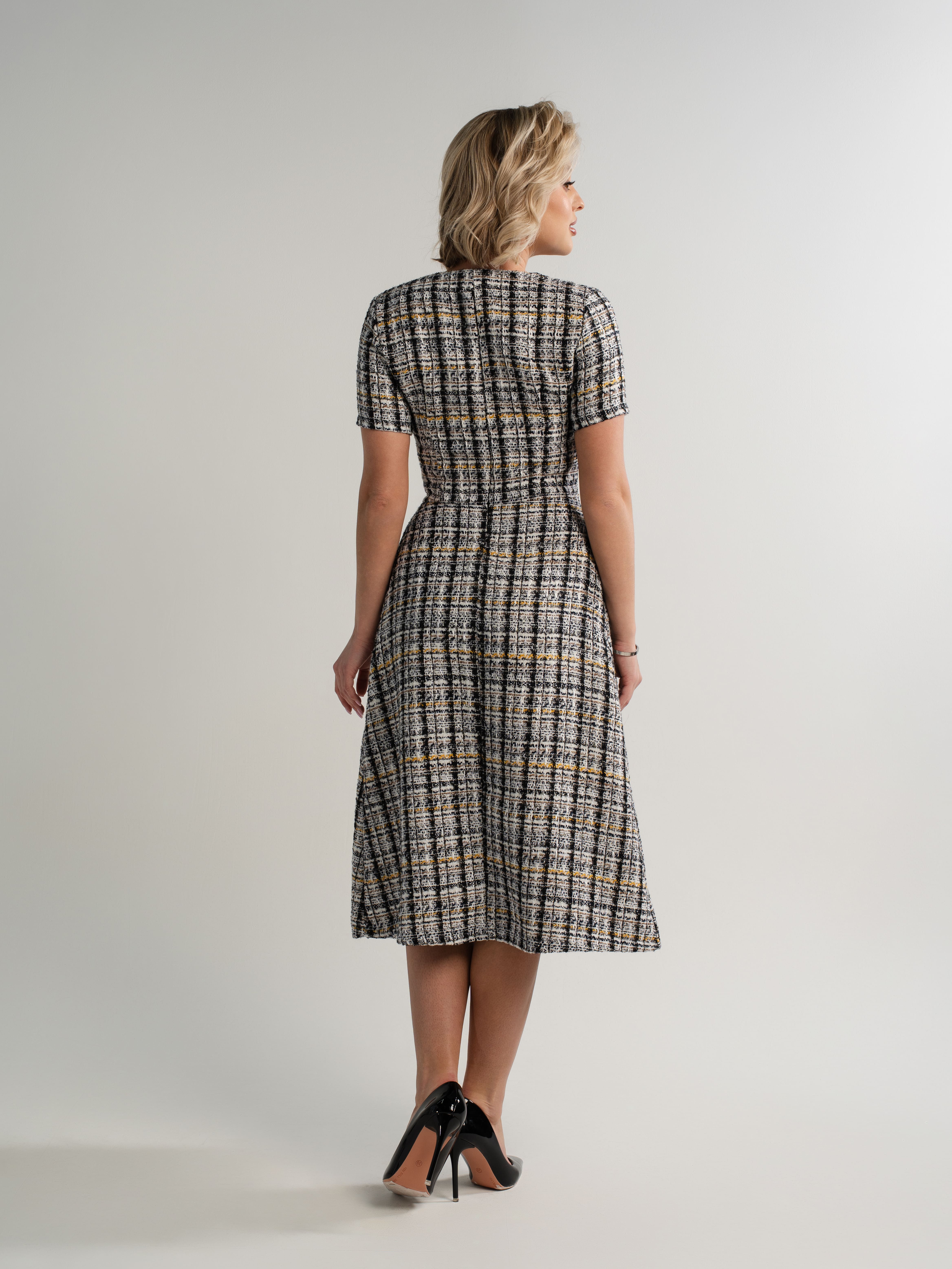 Платье твидовое Парижанка (серое) П15093-10М