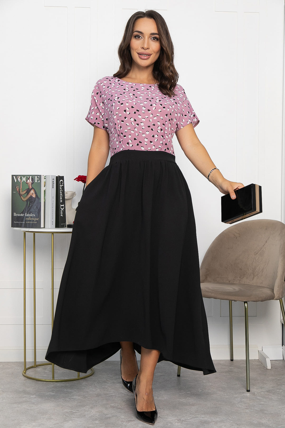 Платье Бруния (черно-розовое) П13997-16М