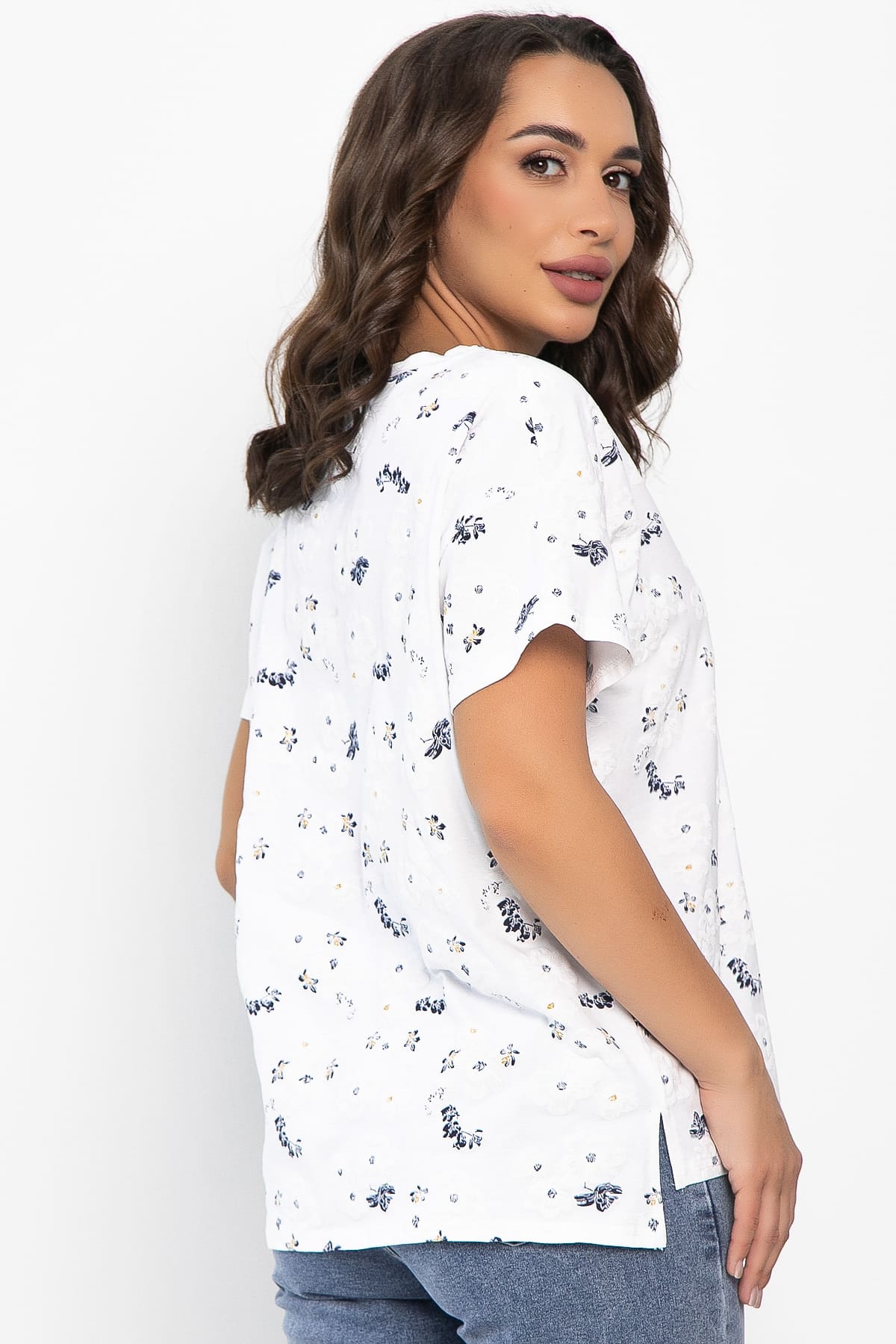 Футболка Мэнси (белая/цветы) Б14127-4М