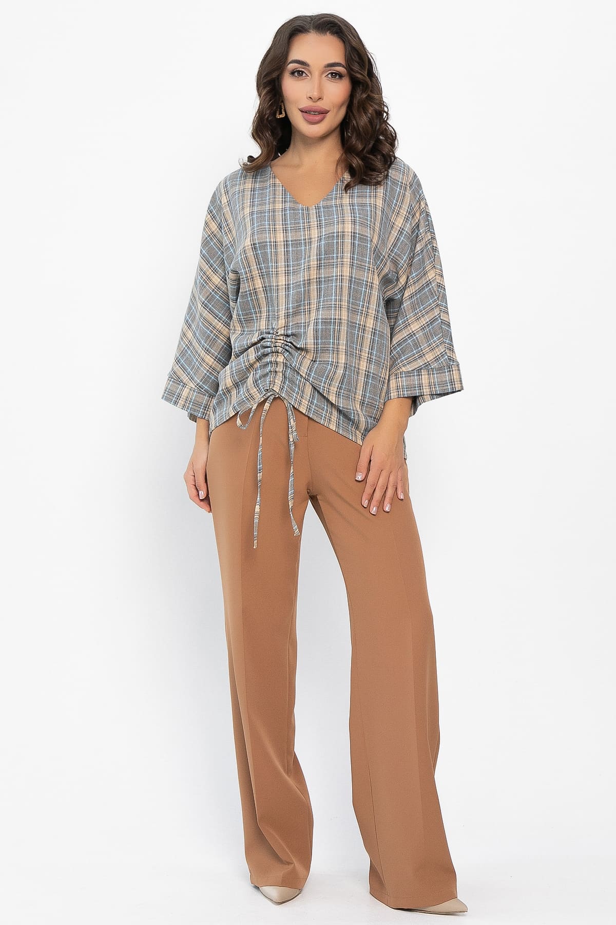 Блуза Ватсон (серо-бежевая) Б14150-12М