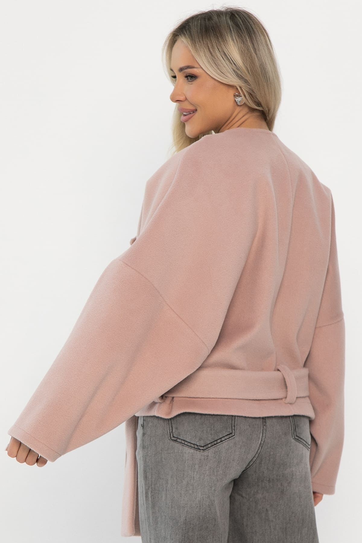 Пальто укороченное Хайт  (пудра) Б14315-7М