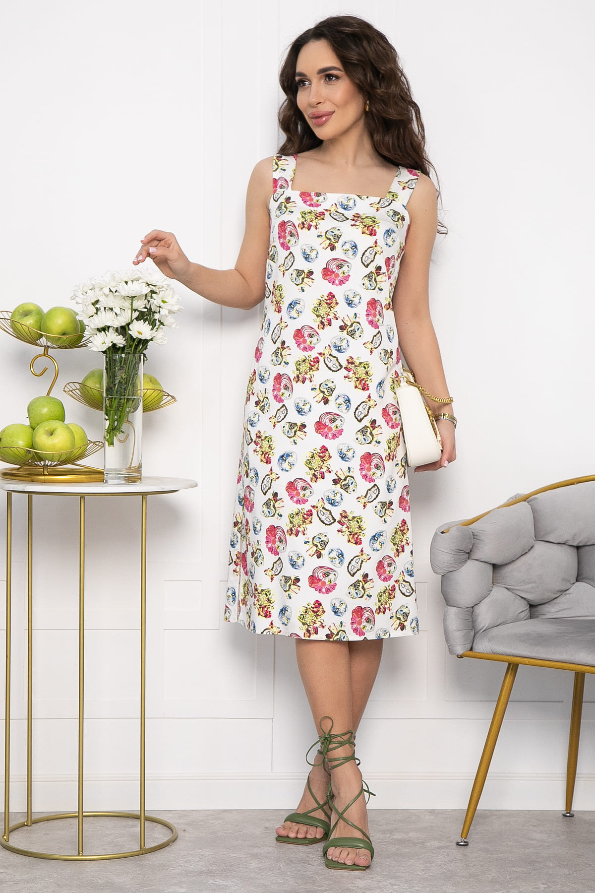 Платье Цветочные узоры (белое) П13504-30М