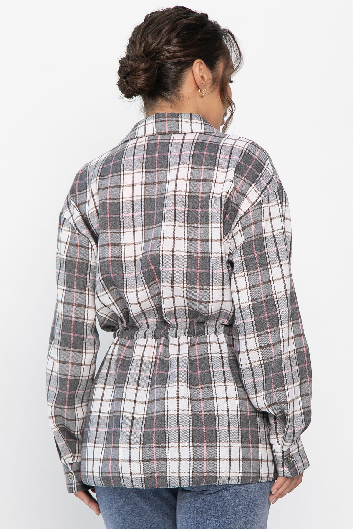 Рубашка хлопковая Джанет (серо-коричневая) Б14276-4М