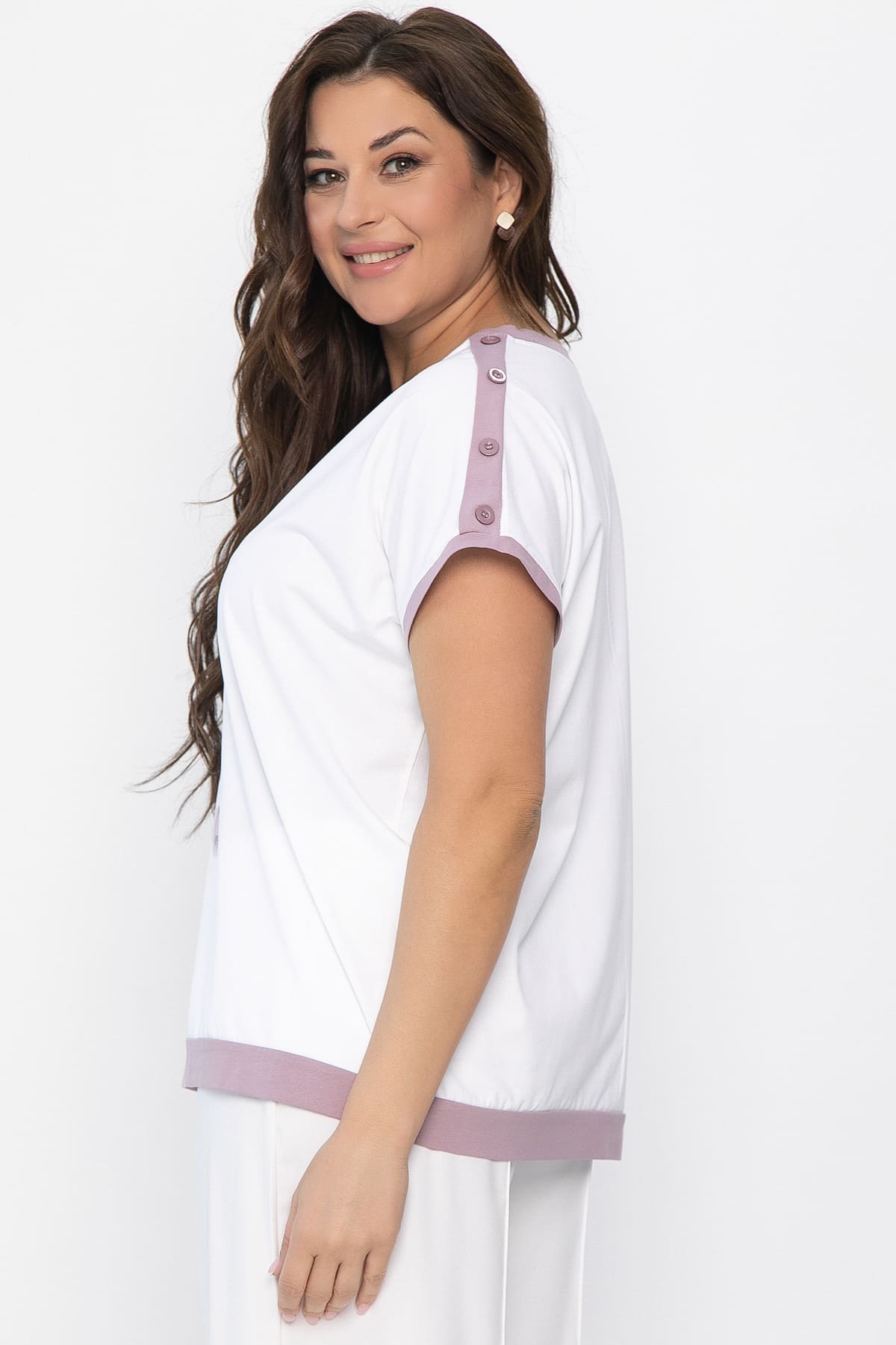 Блуза Далия (бело-сиреневая) Б13804-20М