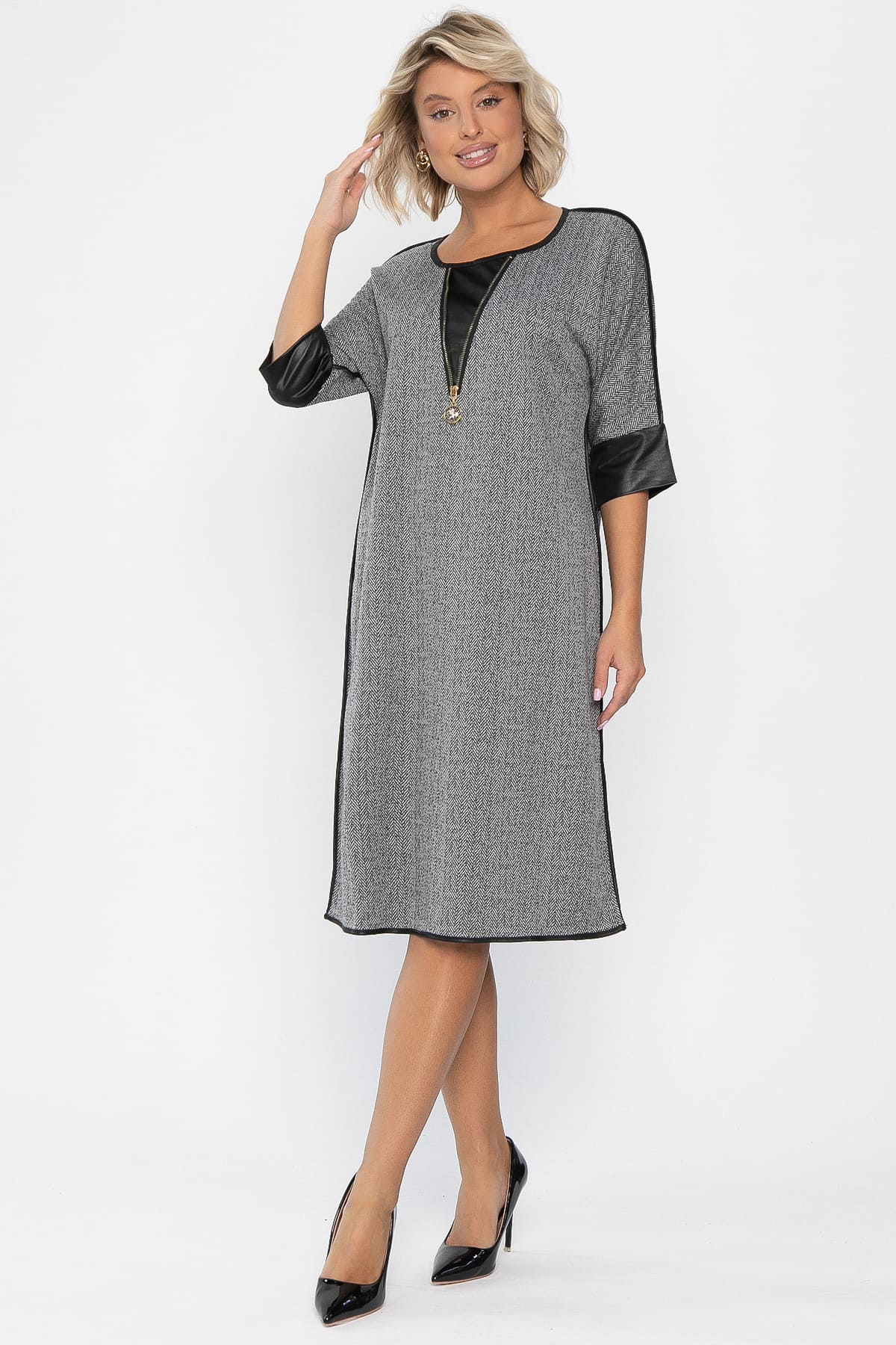 Платье Селин (серое) П11302