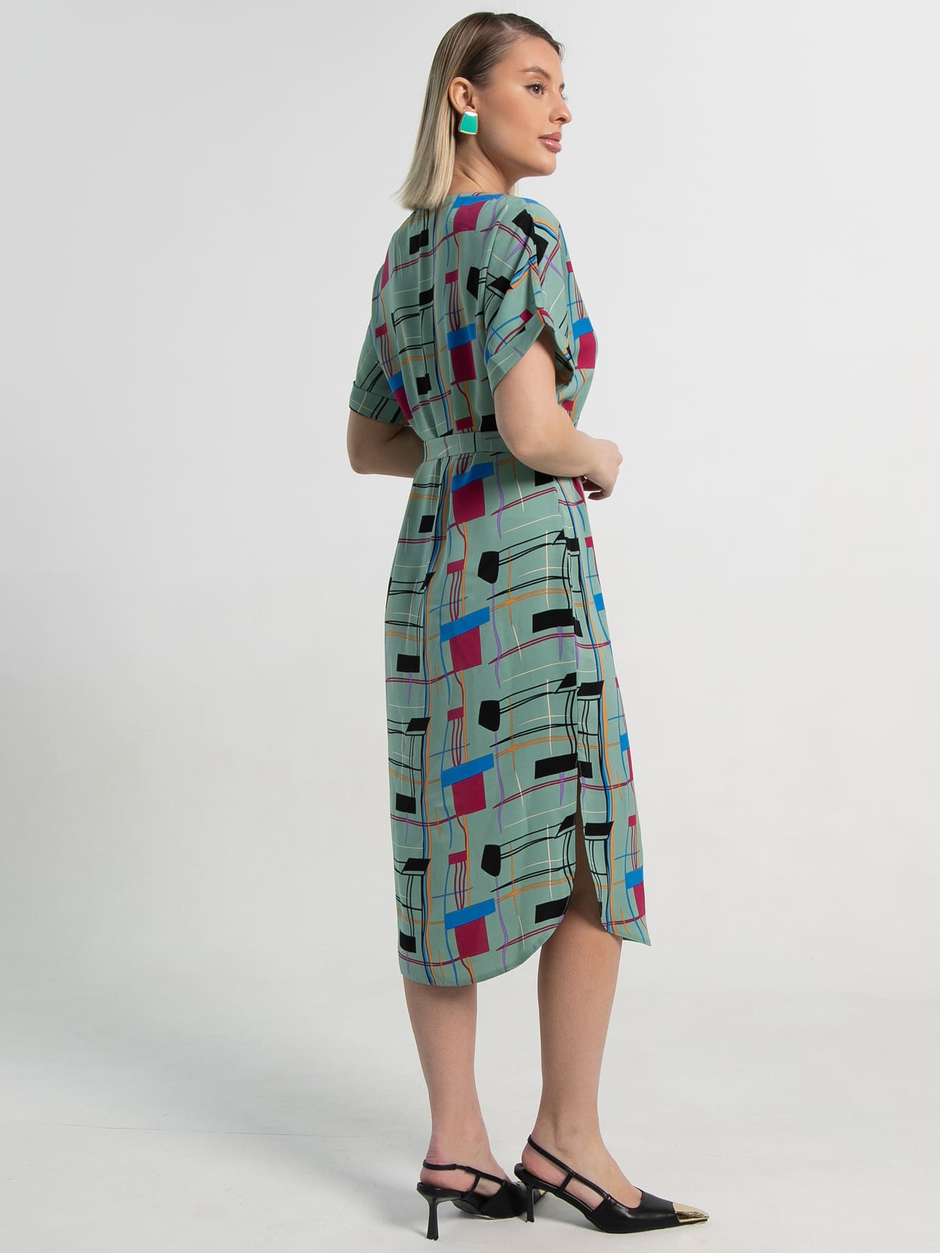 Платье Геометрия стиля (зеленое) П15602-6М