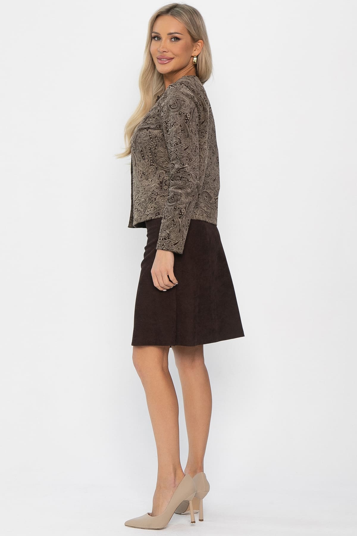 Костюм с юбкой Мэдди (коричневый) К14340-10М