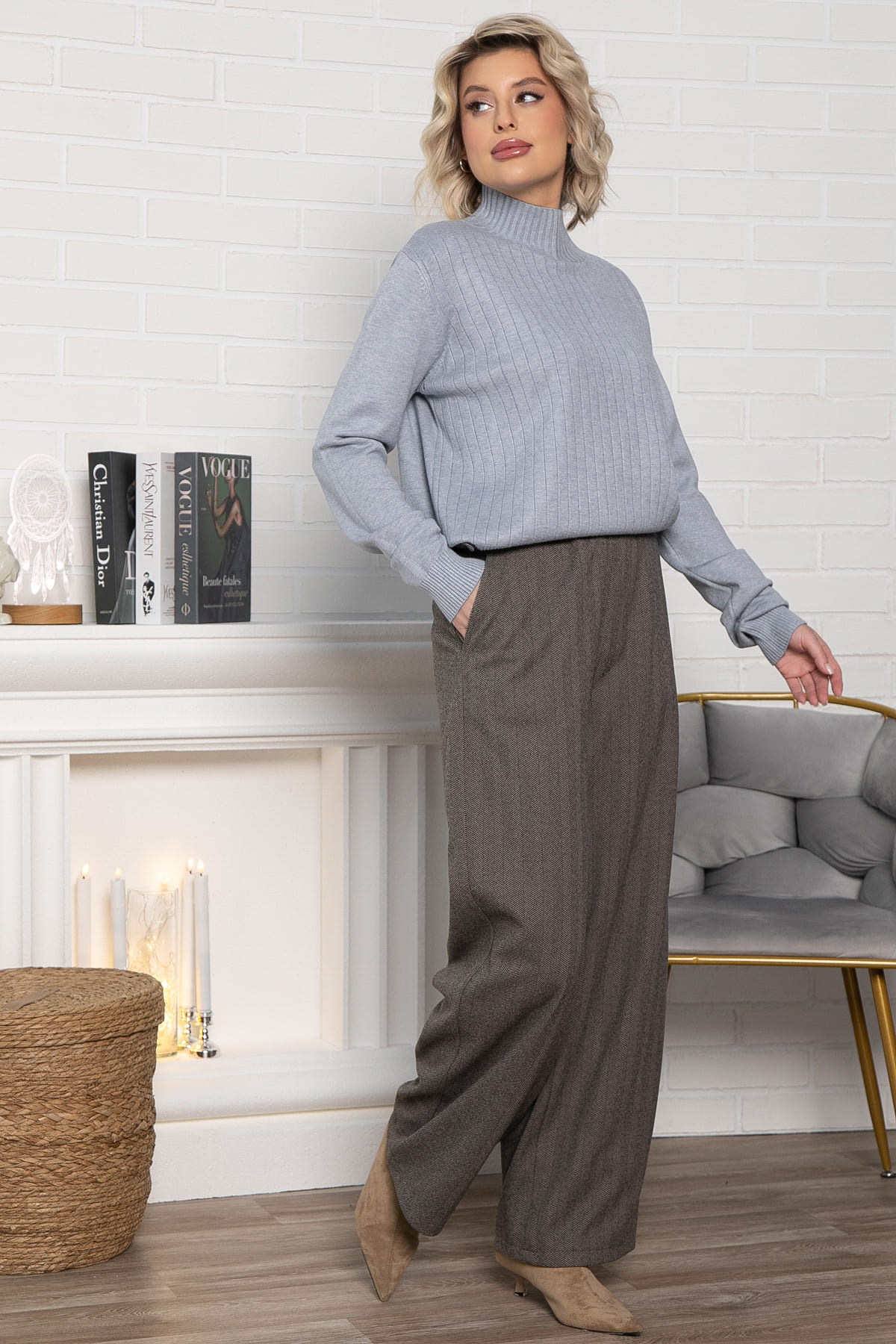 Брюки прямые Лиора (коричневые) Б15007-8М