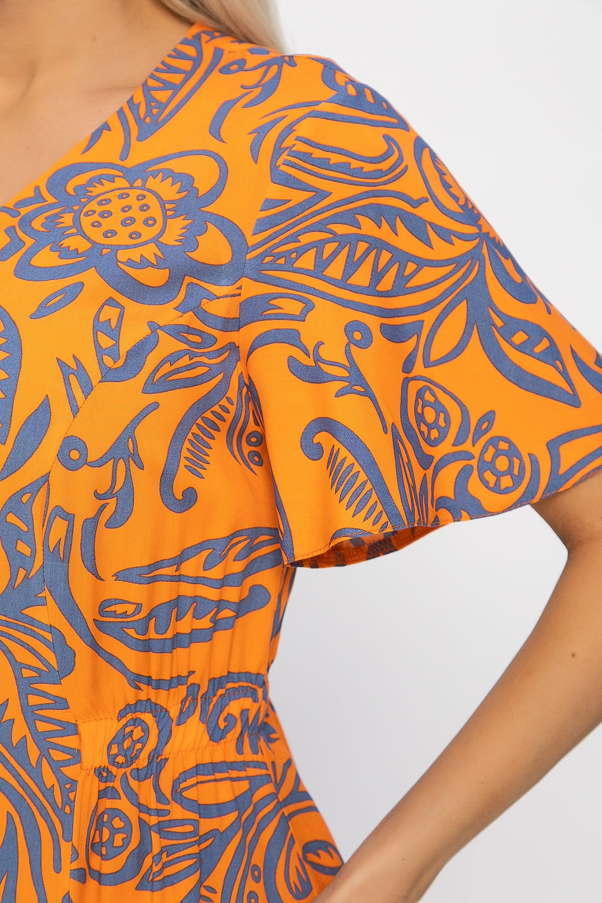 Платье Иоланда (оранжево-синее) П13677-5М