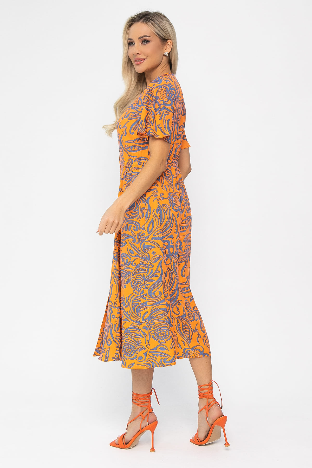 Платье Иоланда (оранжево-синее) П13677-5М