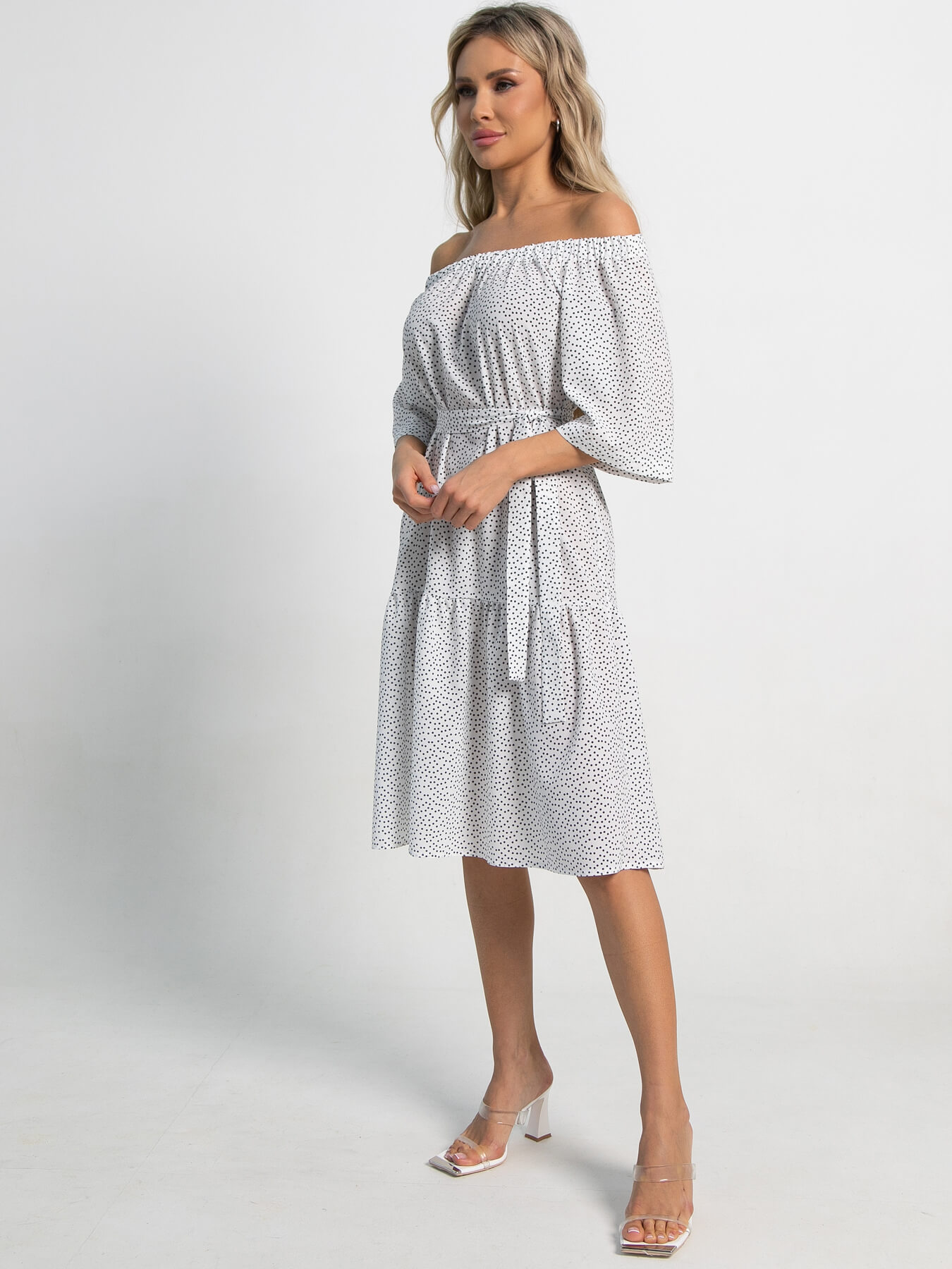 Платье с поясом Дафна (белое) П15522-8М