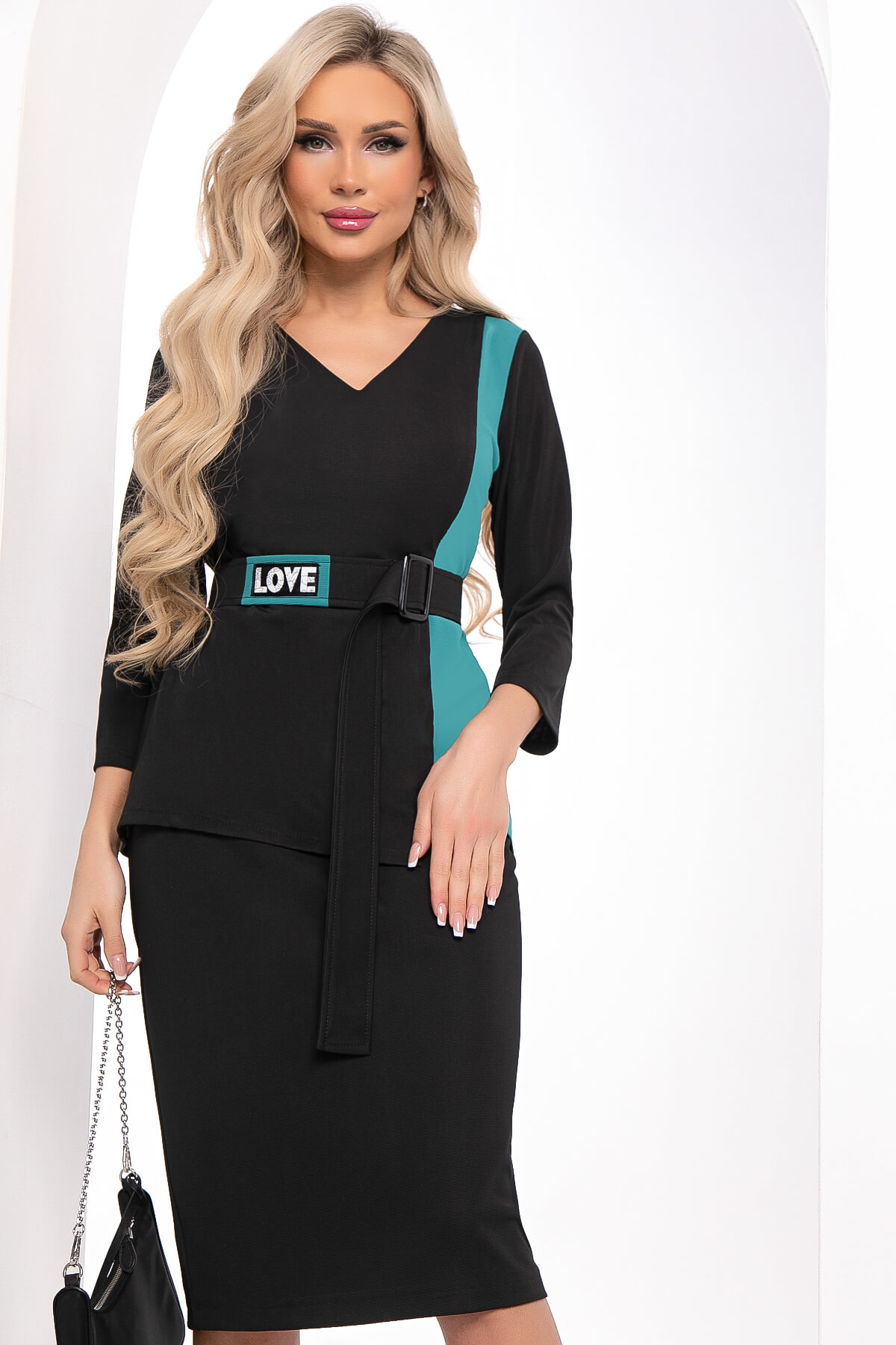 Костюм "Эффектная штучка" (черный/бирюза) К8359