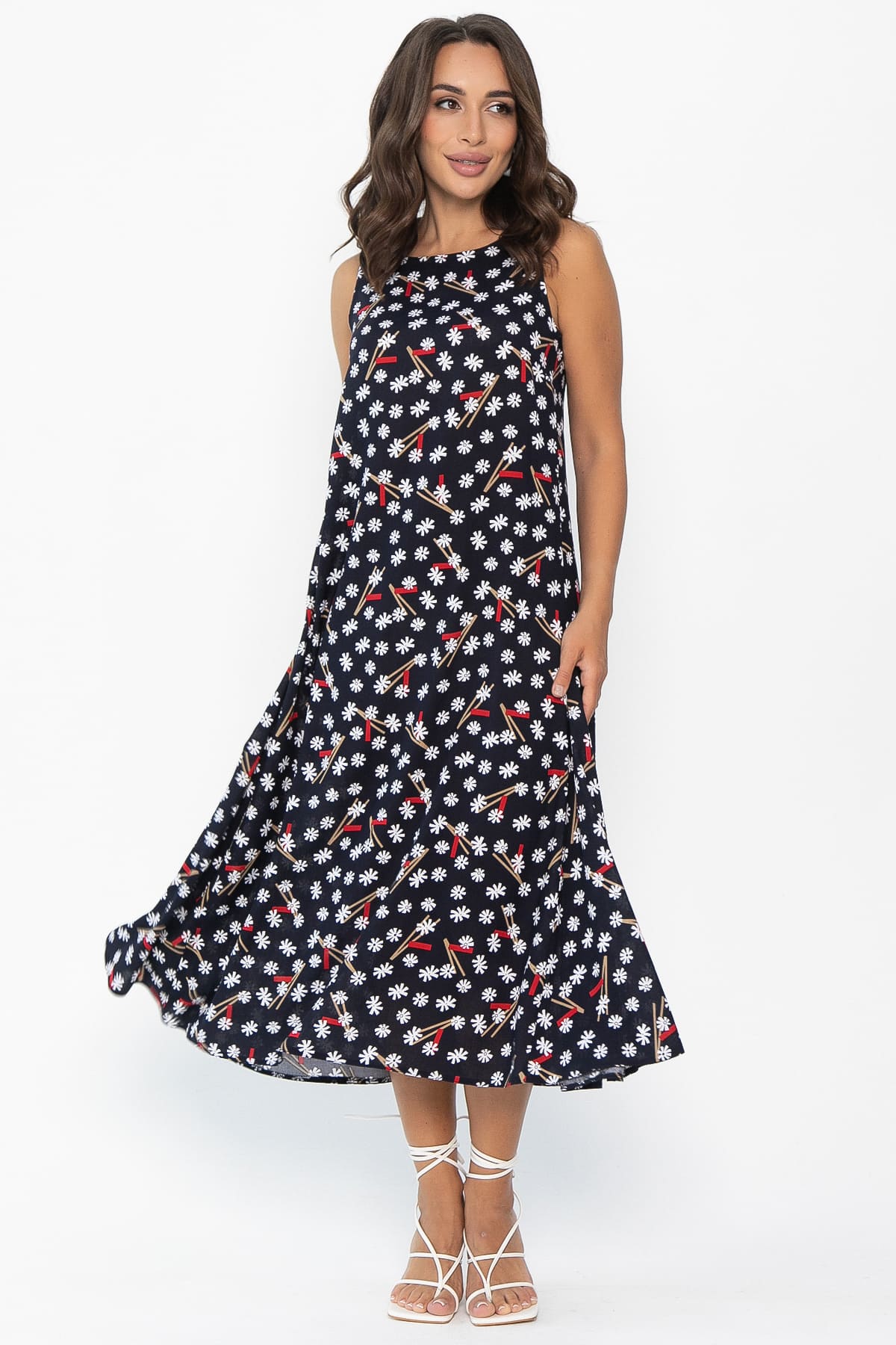 Сарафан Кампари (синий/цветы) П13995-10М