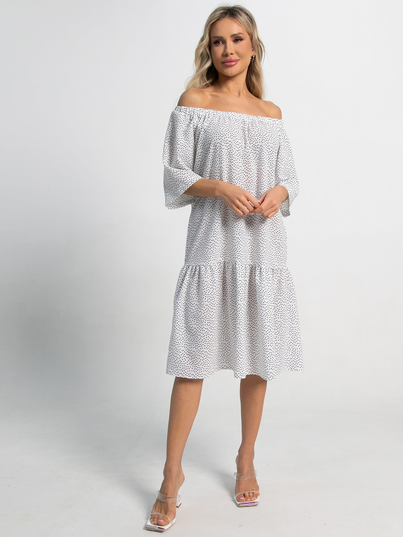 Платье с поясом Дафна (белое) П15522-8М