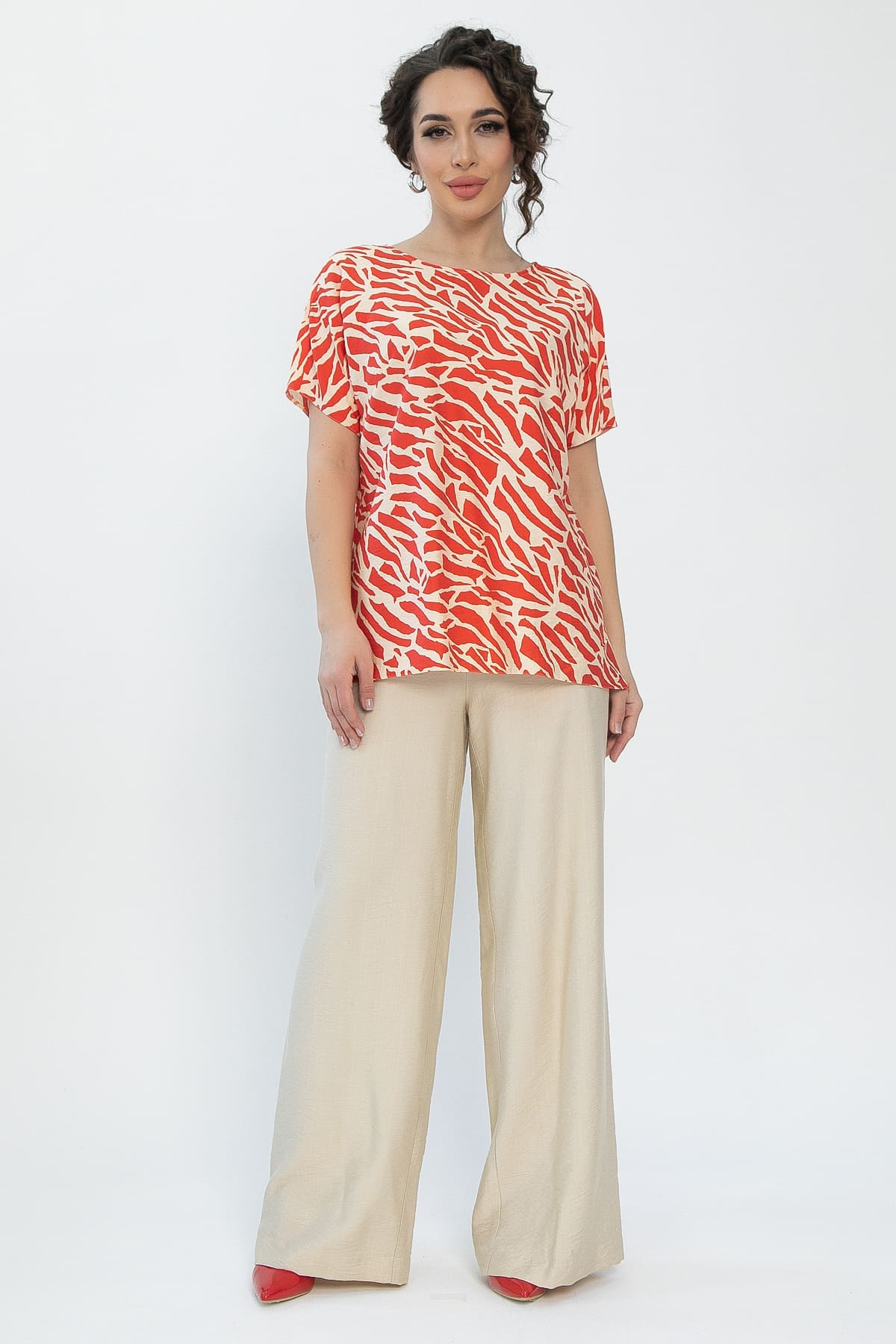 Костюм Яркие планы (бежево-красный) К13591-30М