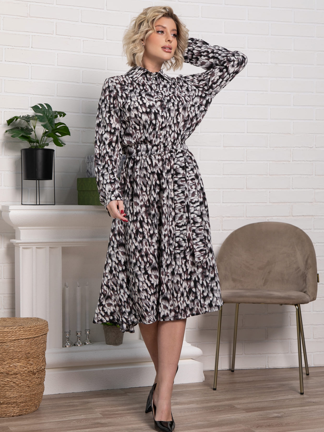 Платье Морена (серо-белое) П15010-45М