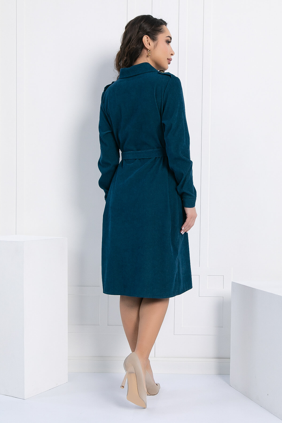 Платье-рубашка В большом городе (сине-зеленое) П12798М