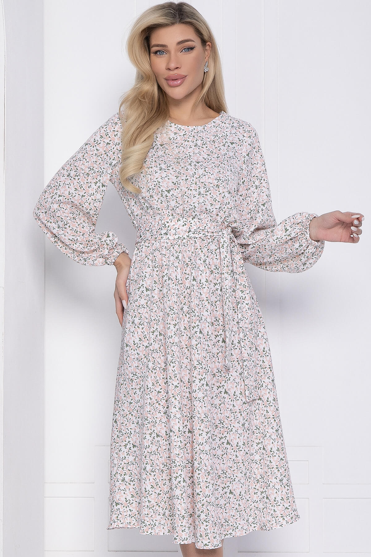 Платье Трепетная нежность (бело-розовое) П12455-8