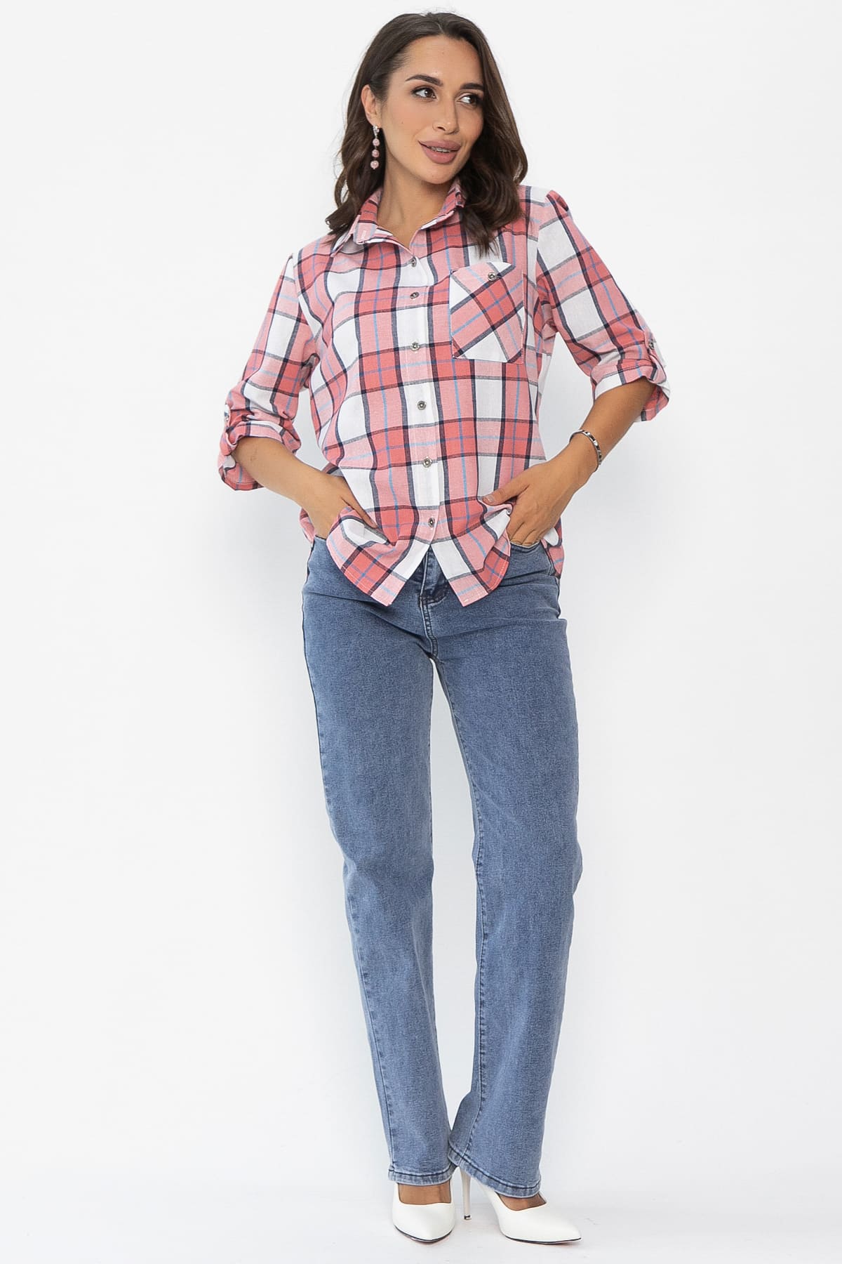 Рубашка Аланта (бело-розовая) Б14036-18М