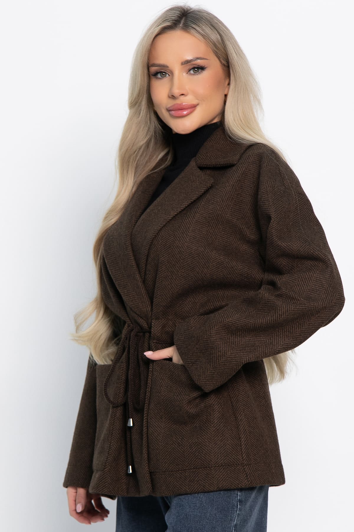 Пальто-пиджак (шоколад) Б15088-7М