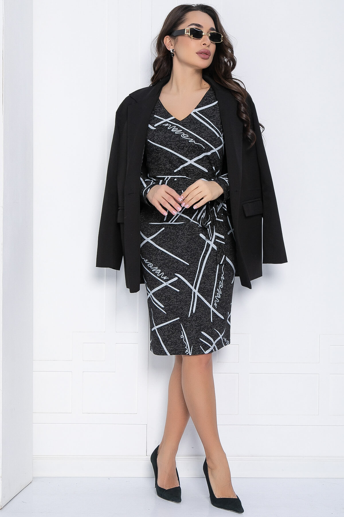 Платье Альмерия (черно-серое) П12499