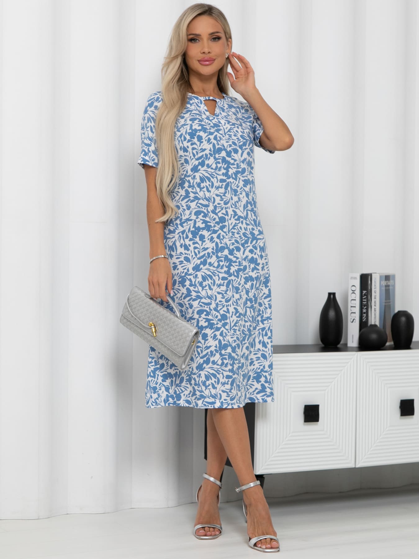 Платье Тоскана (бело-голубое) П15512-45М