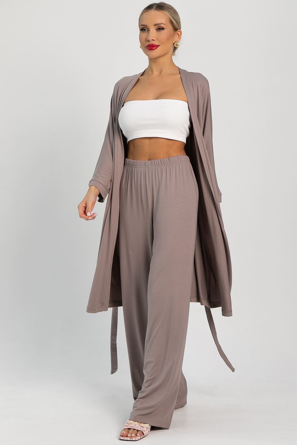 Брюки-палаццо для дома Шелк вискозы (латте) Б14499-52М