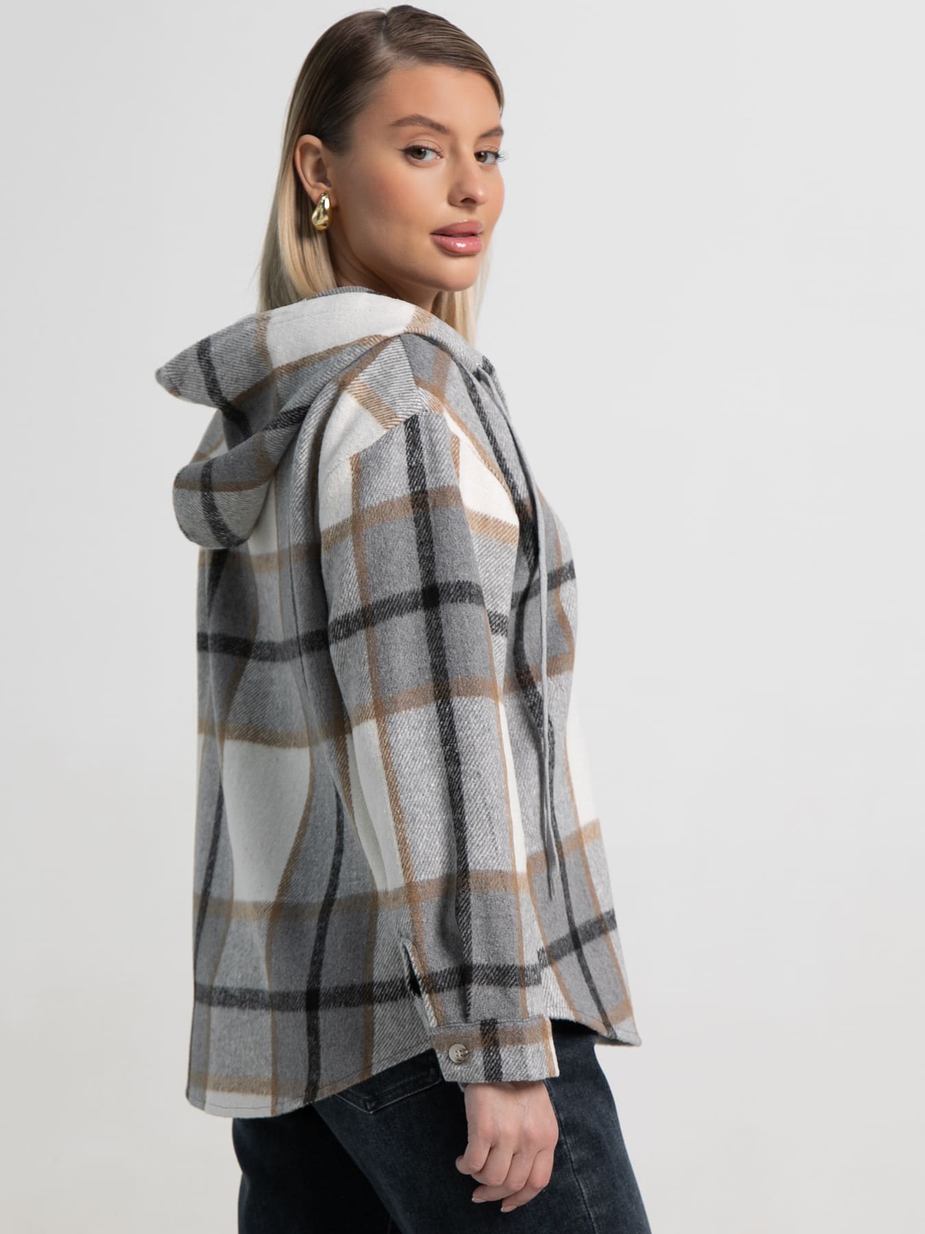 Рубашка теплая с капюшоном Олиссия (серая) Б15504-18М