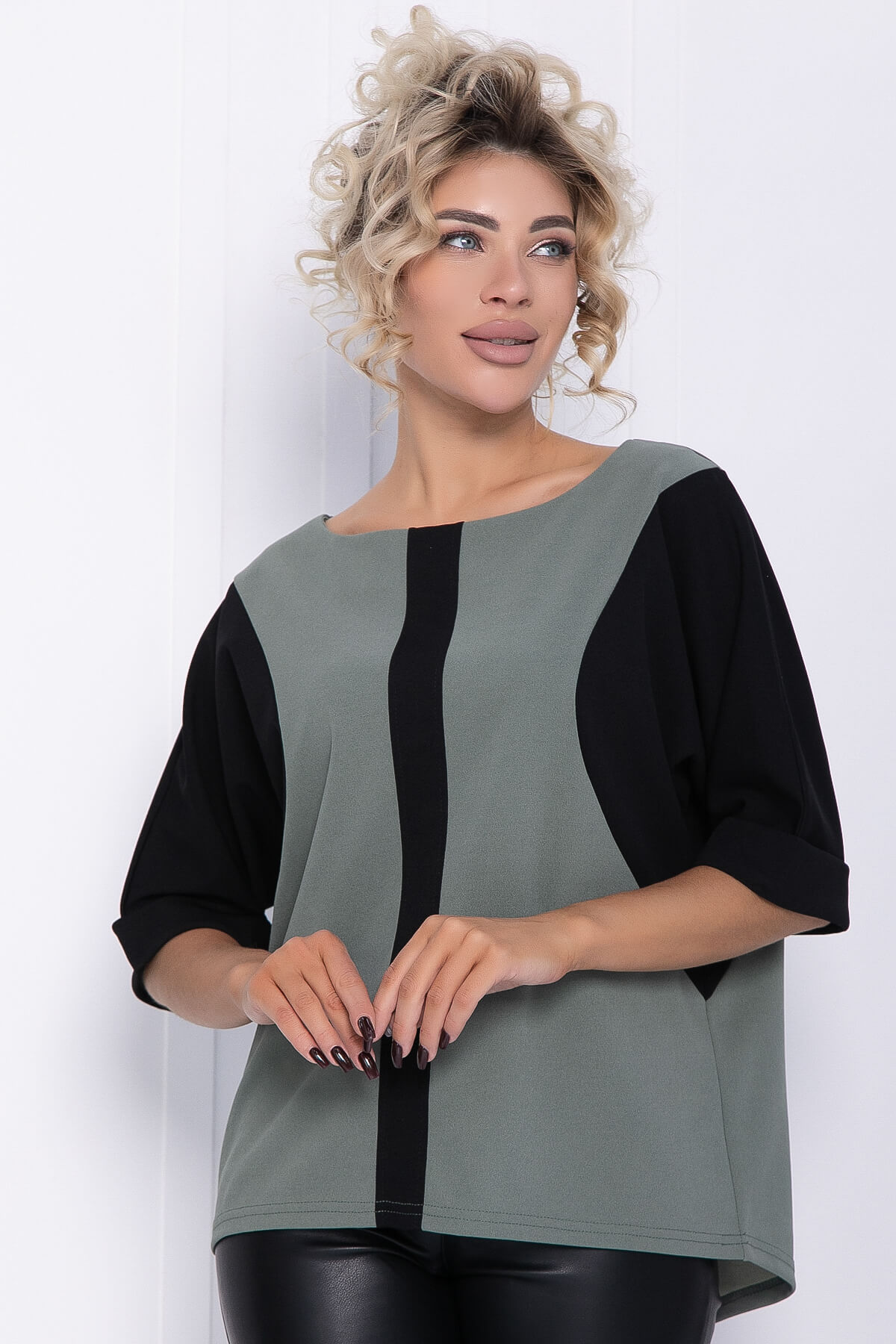 Блуза Санторини (оливковая) Б12065