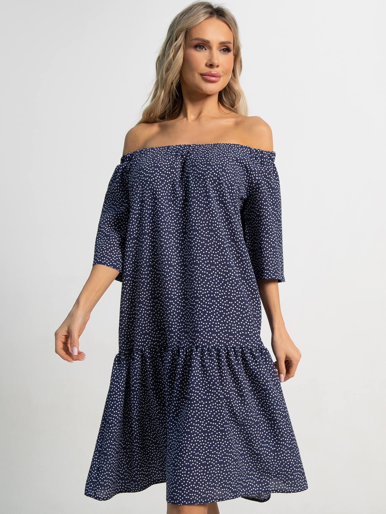 Платье с поясом Дафна (синее) П15523-8М