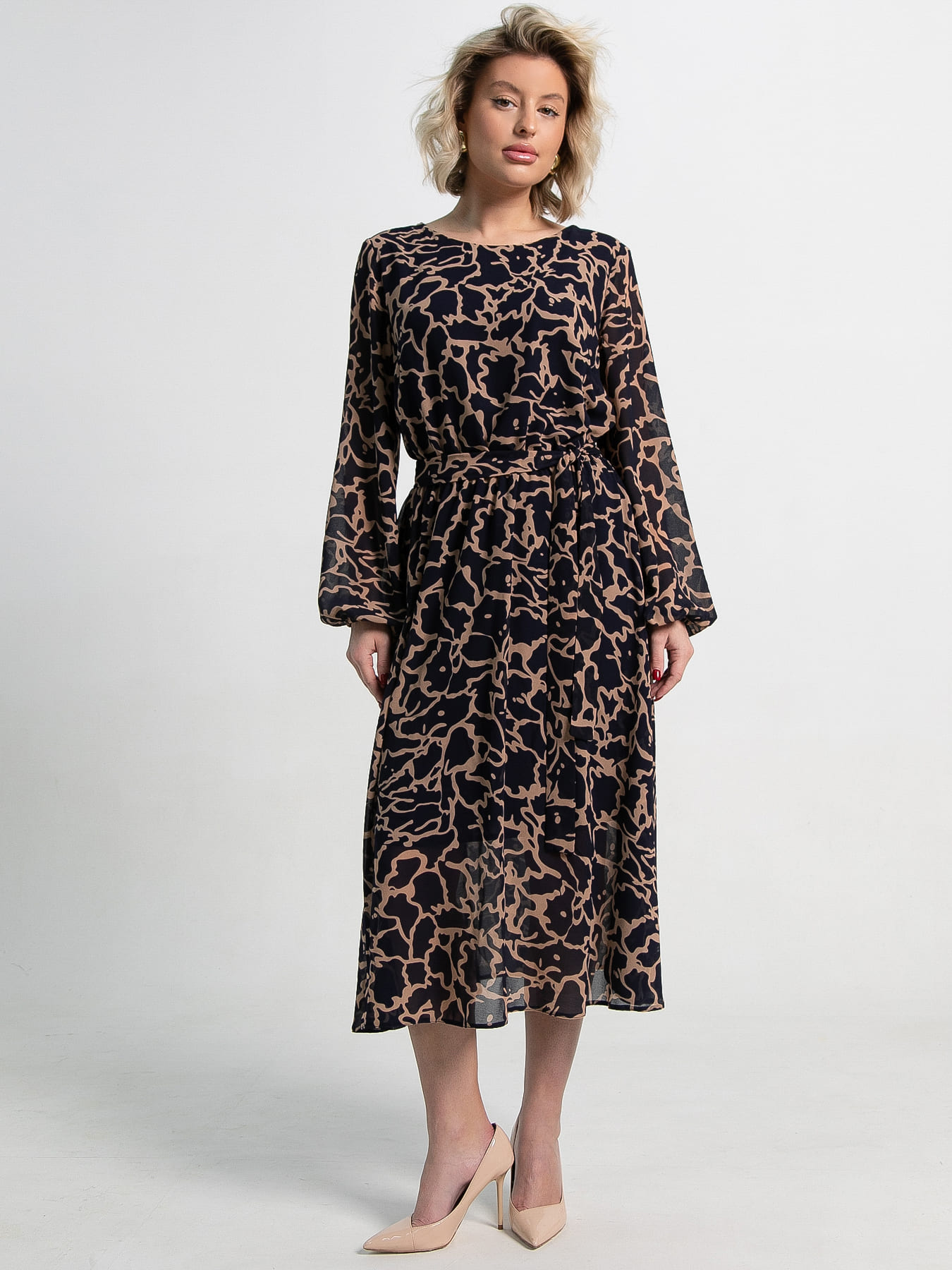 Платье Идиллия (сине-бежевое) П15379-16М