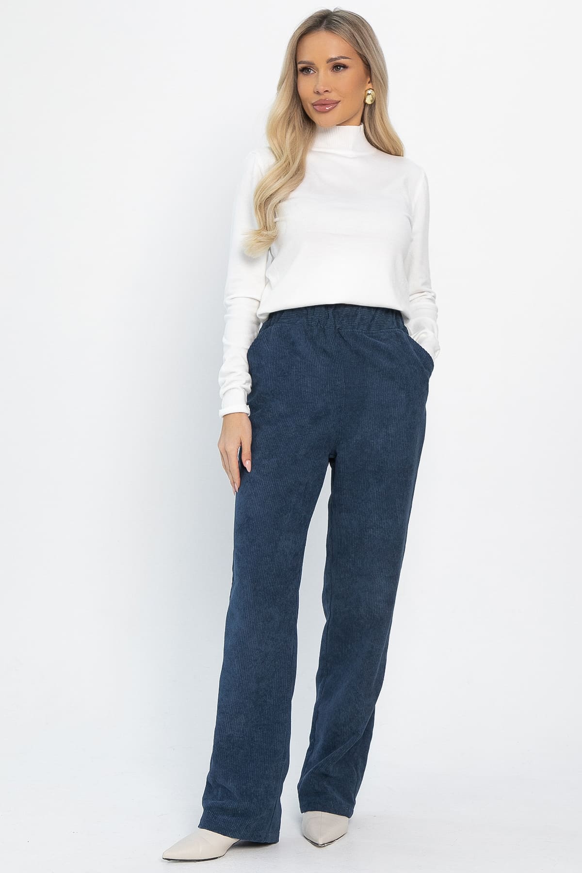 Брюки вельветовые Динара (синие) Б14629-39М