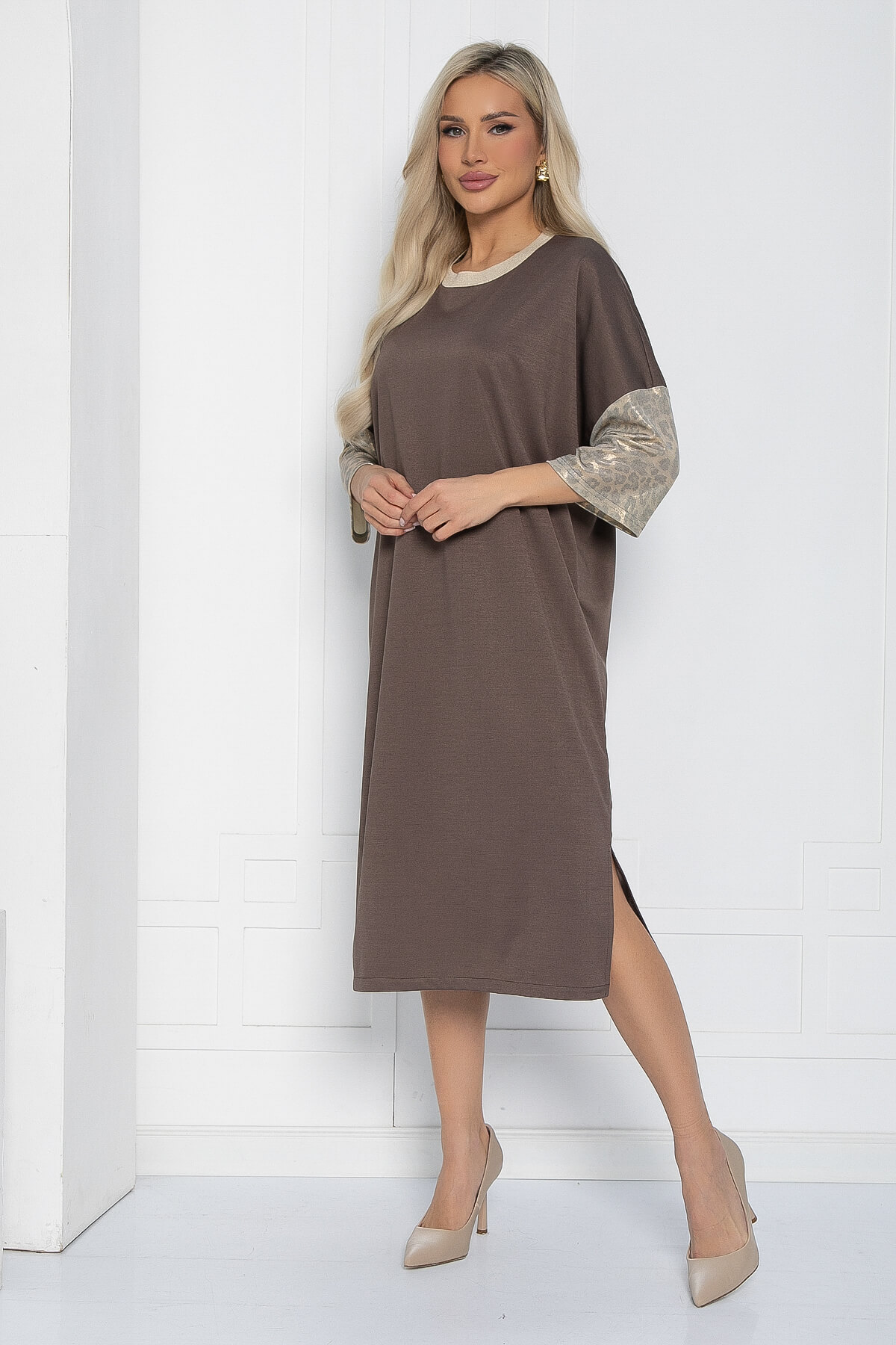 Платье Уютный шик (коричневое) П11147