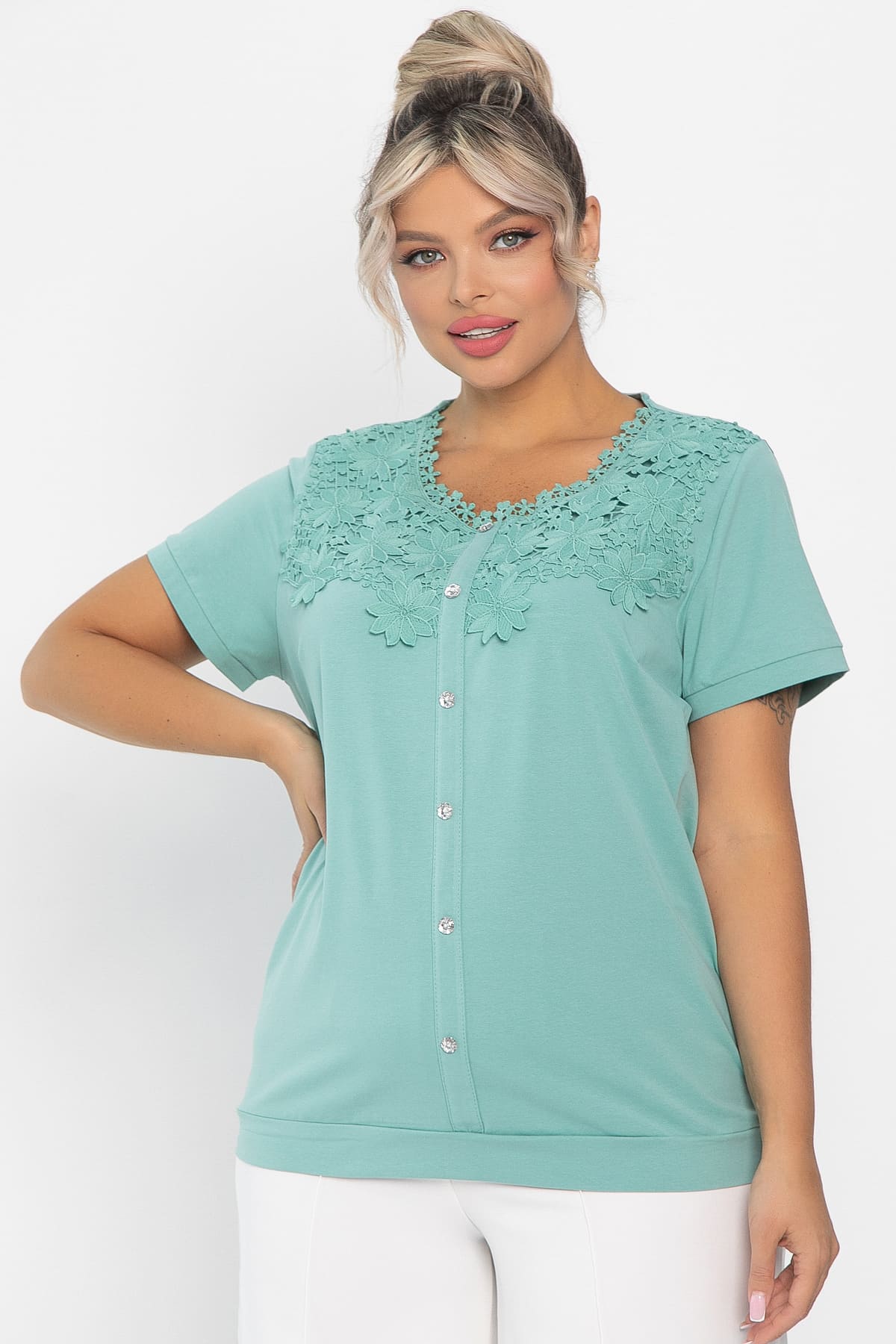 Блуза Лейла (оливковая) Б13333-20М