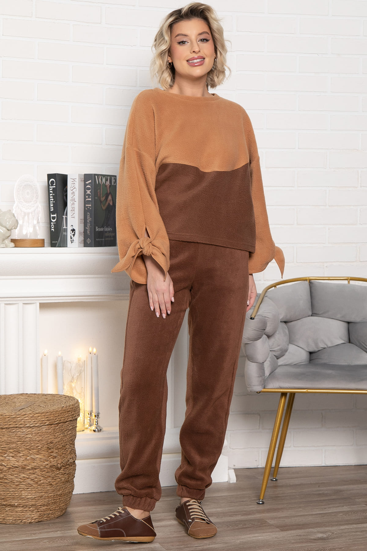 Костюм флисовый Уютный дуэт (шоколадный) К14966-10М