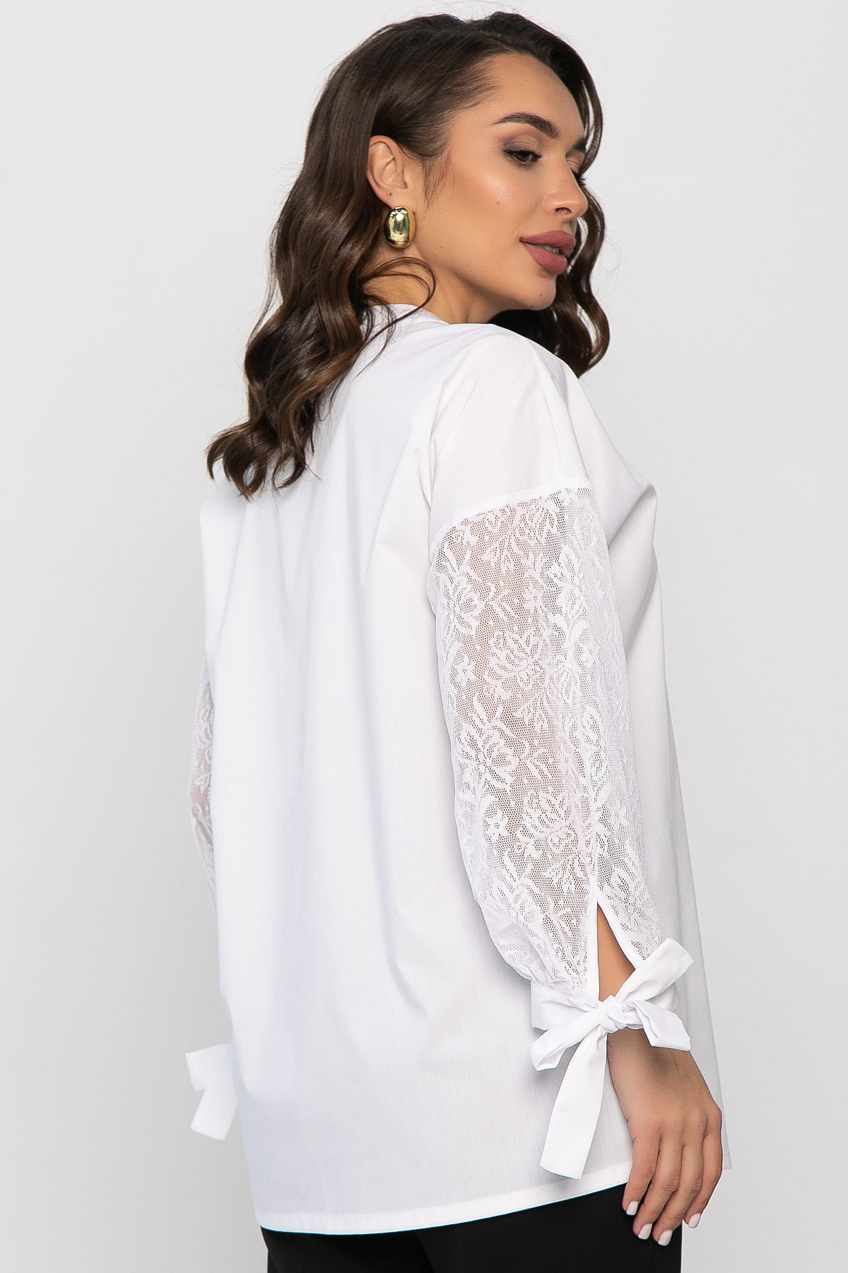 Блуза с завязками Ажур (белая) Б14386-10М