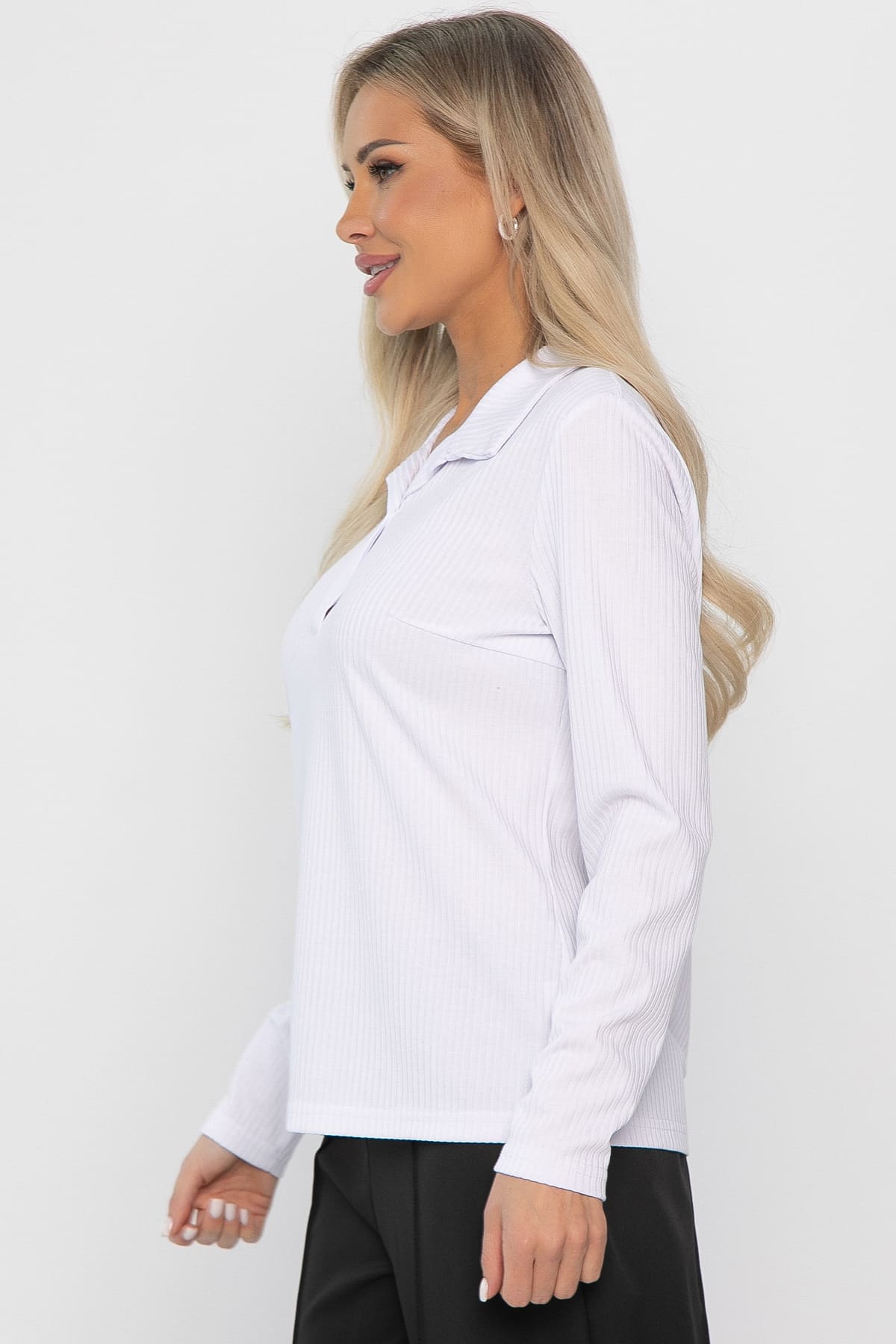 Лонгслив с воротничком Ритм жизни (белый) Б14407-6М