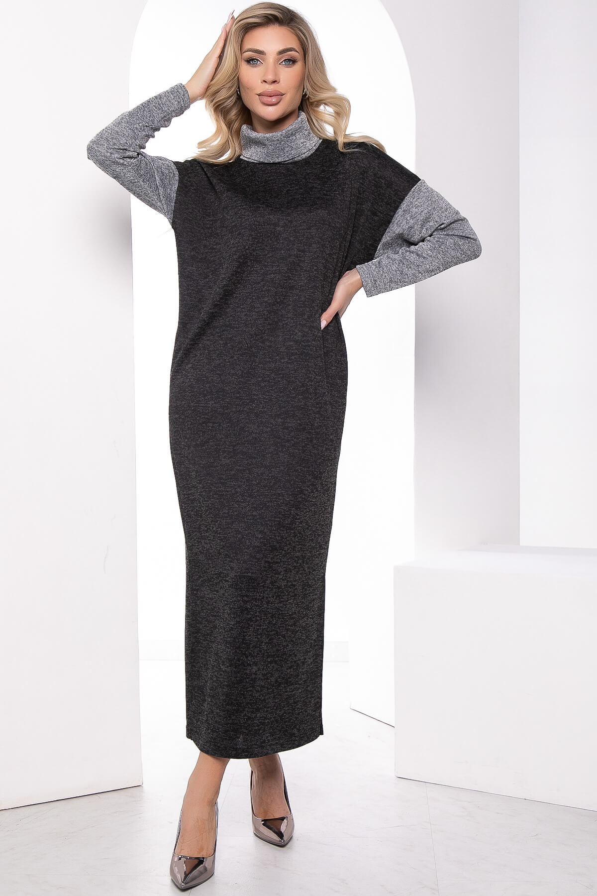 Платье "Мишель" (грей/блэк) П7985