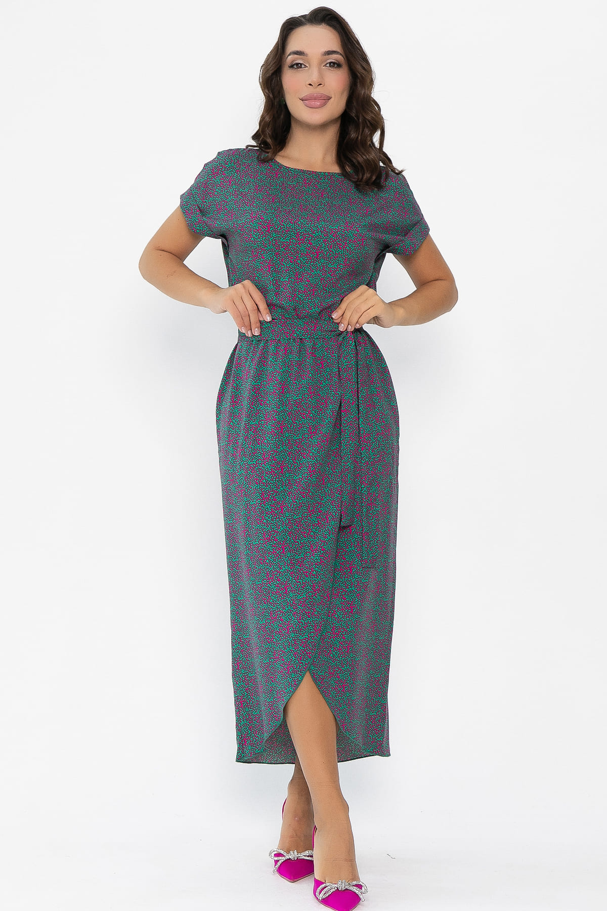 Платье Небесная симфония (зелено-розовое) П14082-12М