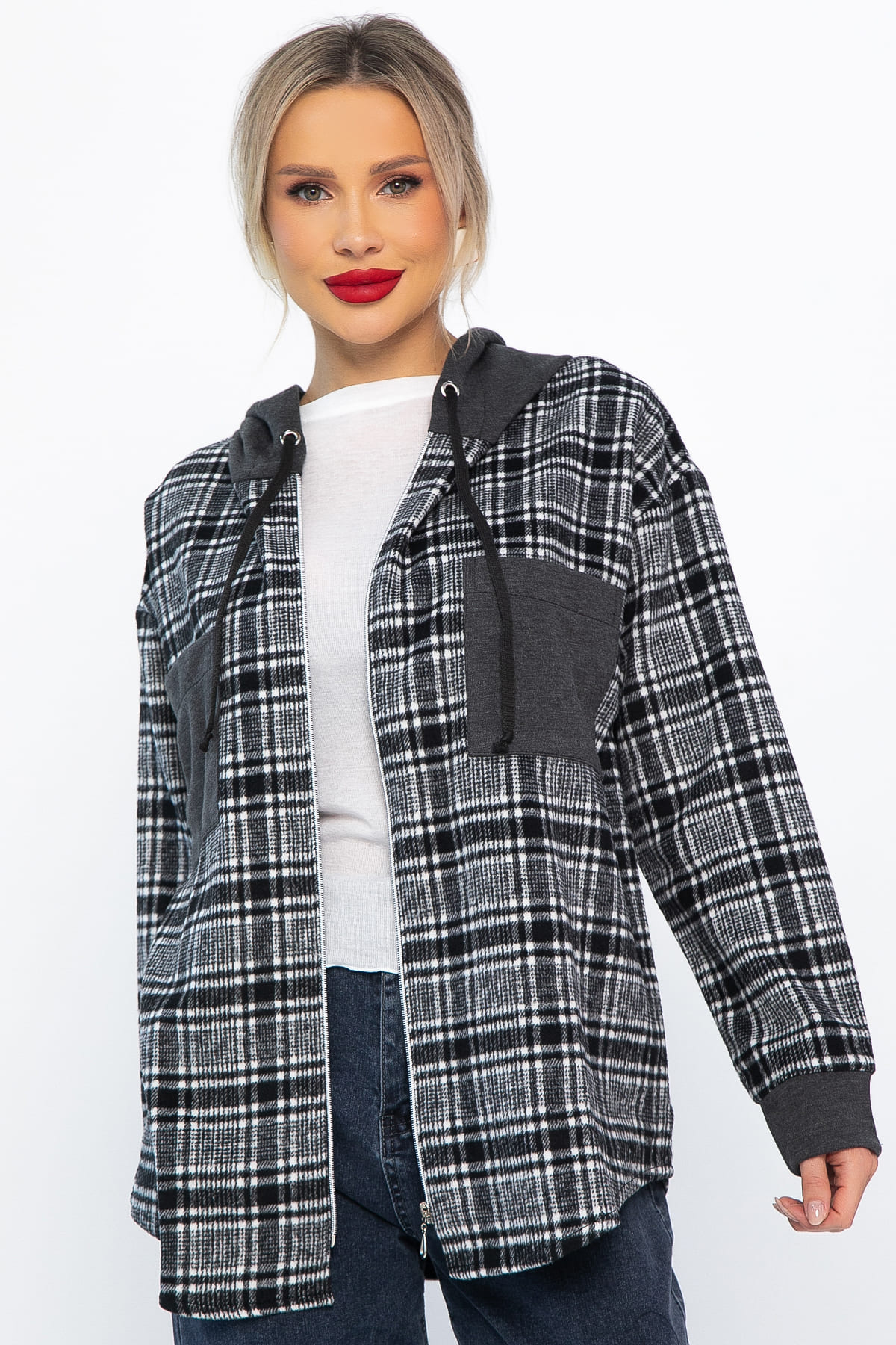 Рубашка с капюшоном Стокгольм (серая) Б14593-50М