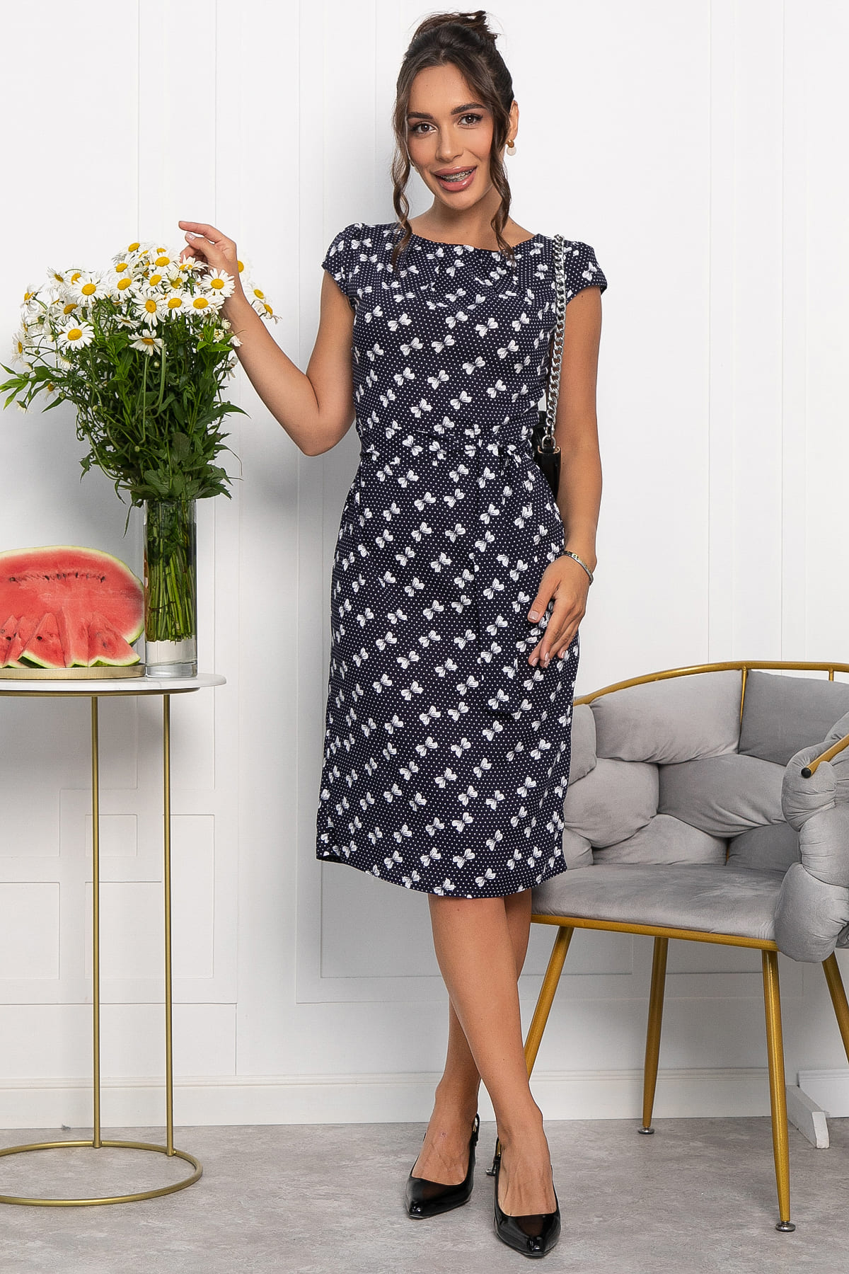 Платье Габриэль (синее/бантики) П13954-10М