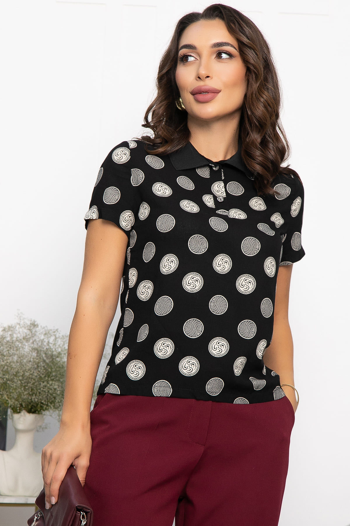 Поло Тренди (черное/круги) Б14092-10М