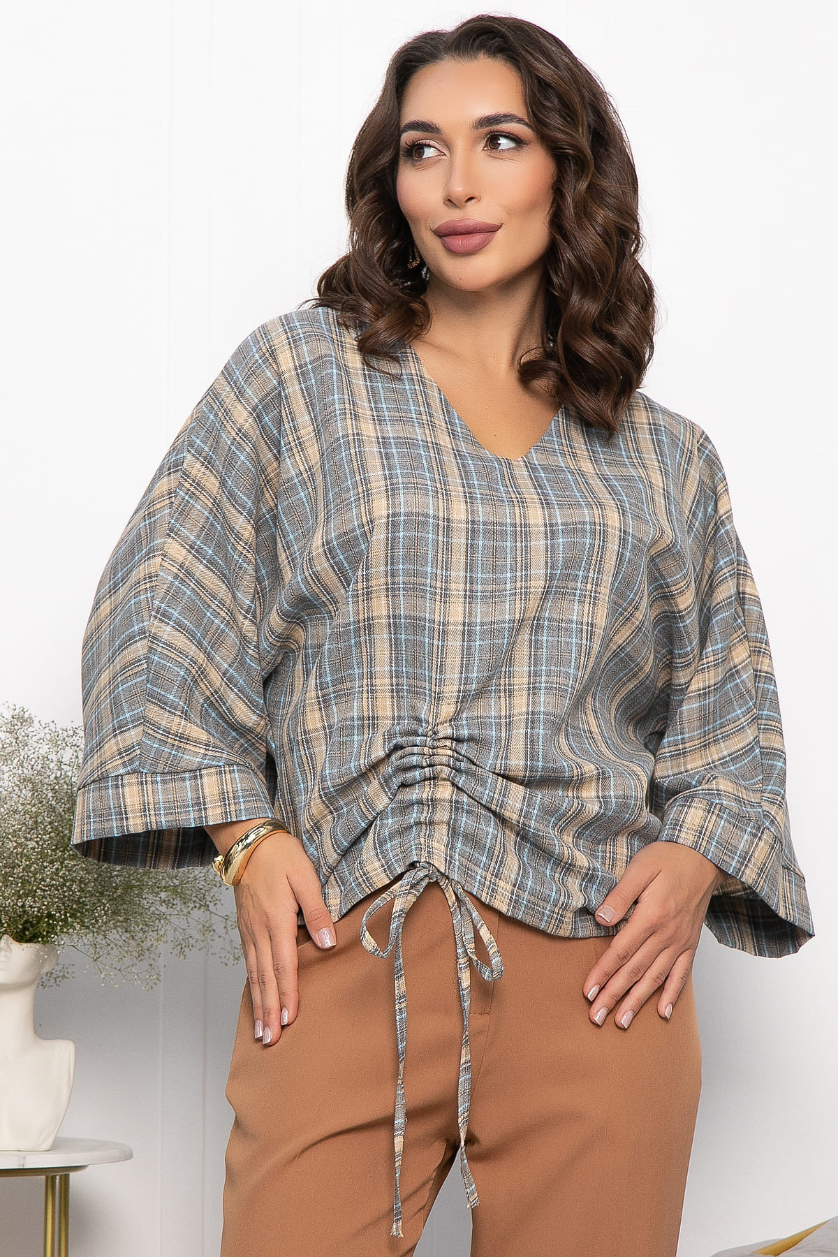 Блуза Ватсон (серо-бежевая) Б14150-12М