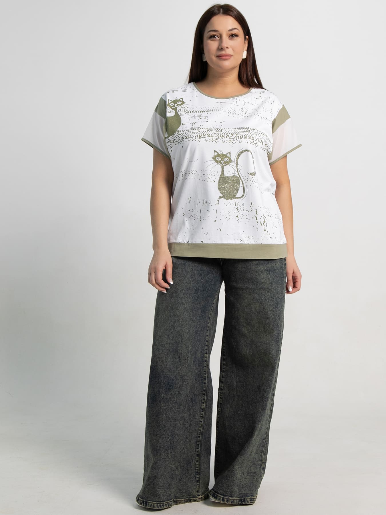 Блуза Алтея (белая/хаки) Б15366-20М