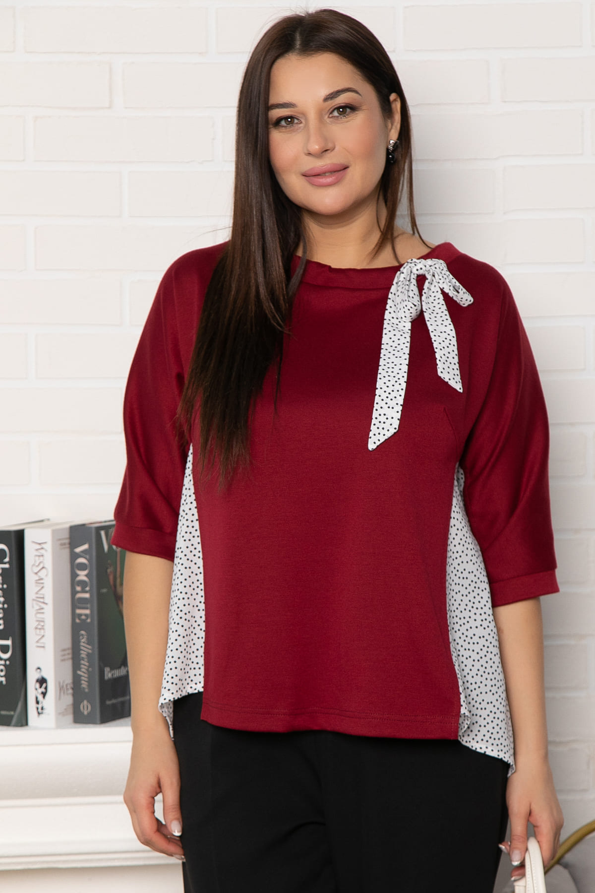 Блуза Федерика (бордово-белая) Б14997-18М