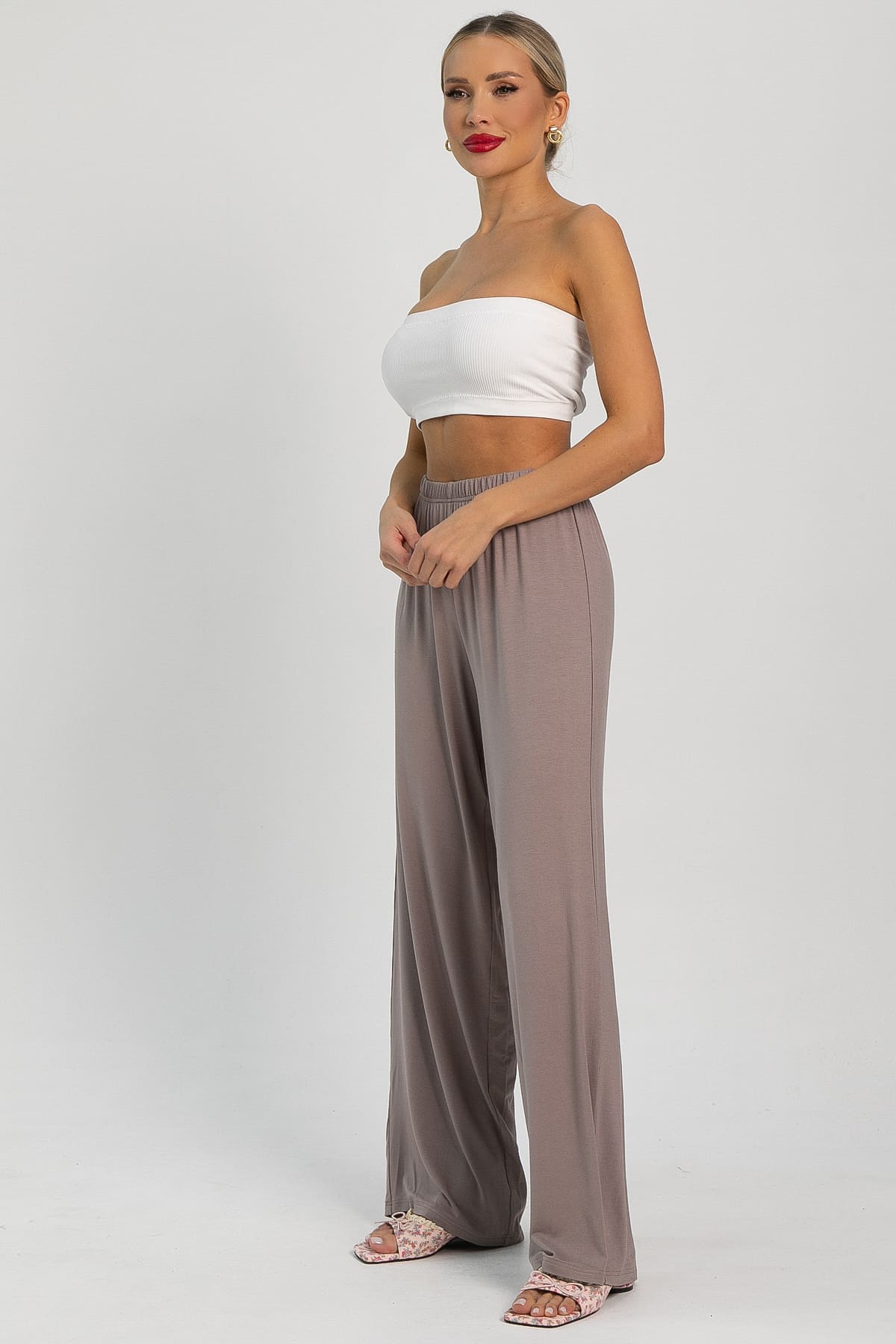 Брюки-палаццо для дома Шелк вискозы (латте) Б14499-52М