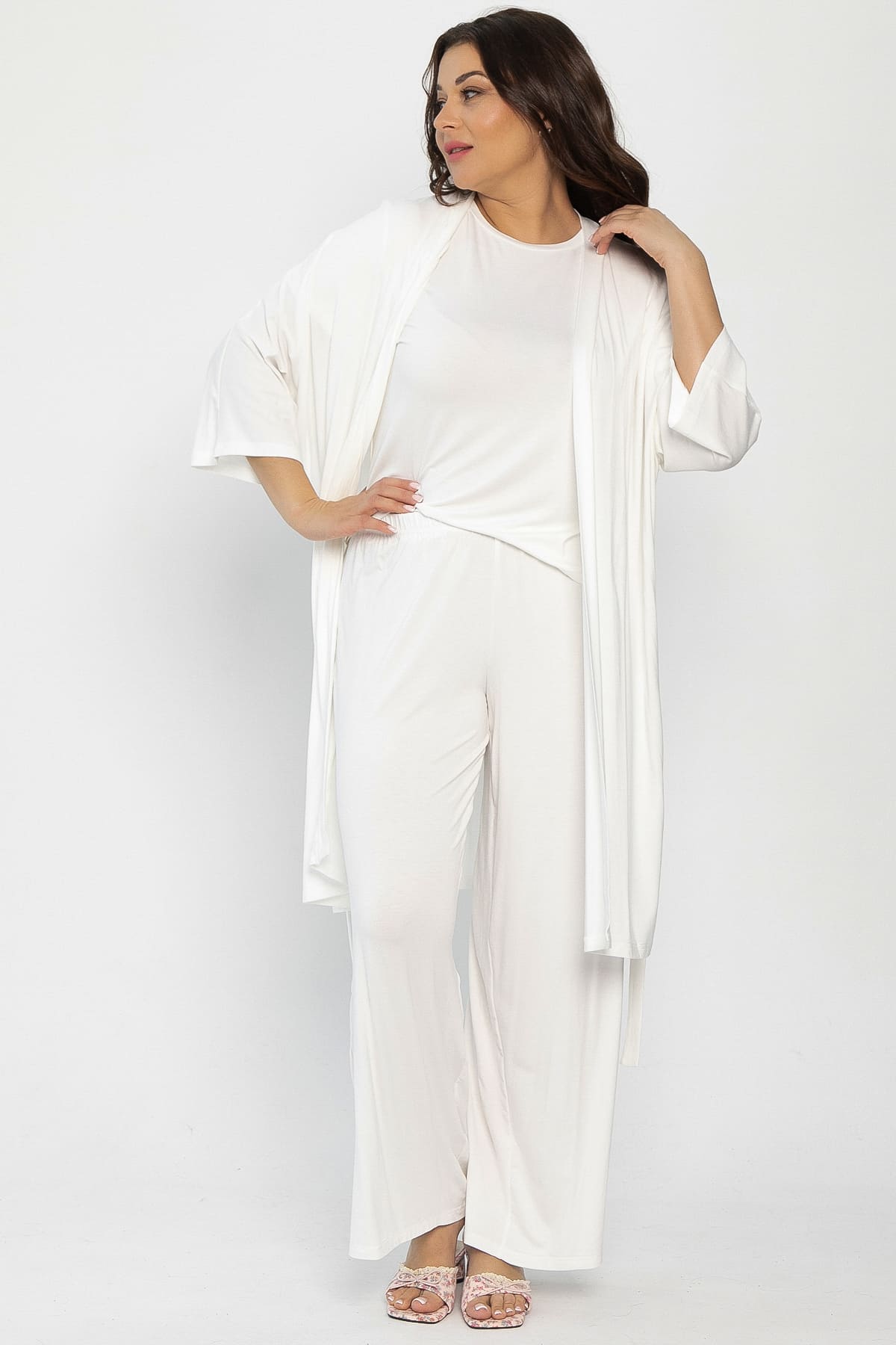 Брюки-палаццо для дома Шелк вискозы (молочные) Б14498-52М