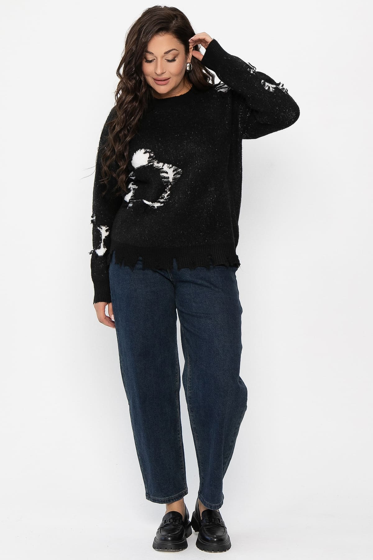 Свитер рваный Наиль (черный) Б14419-13М