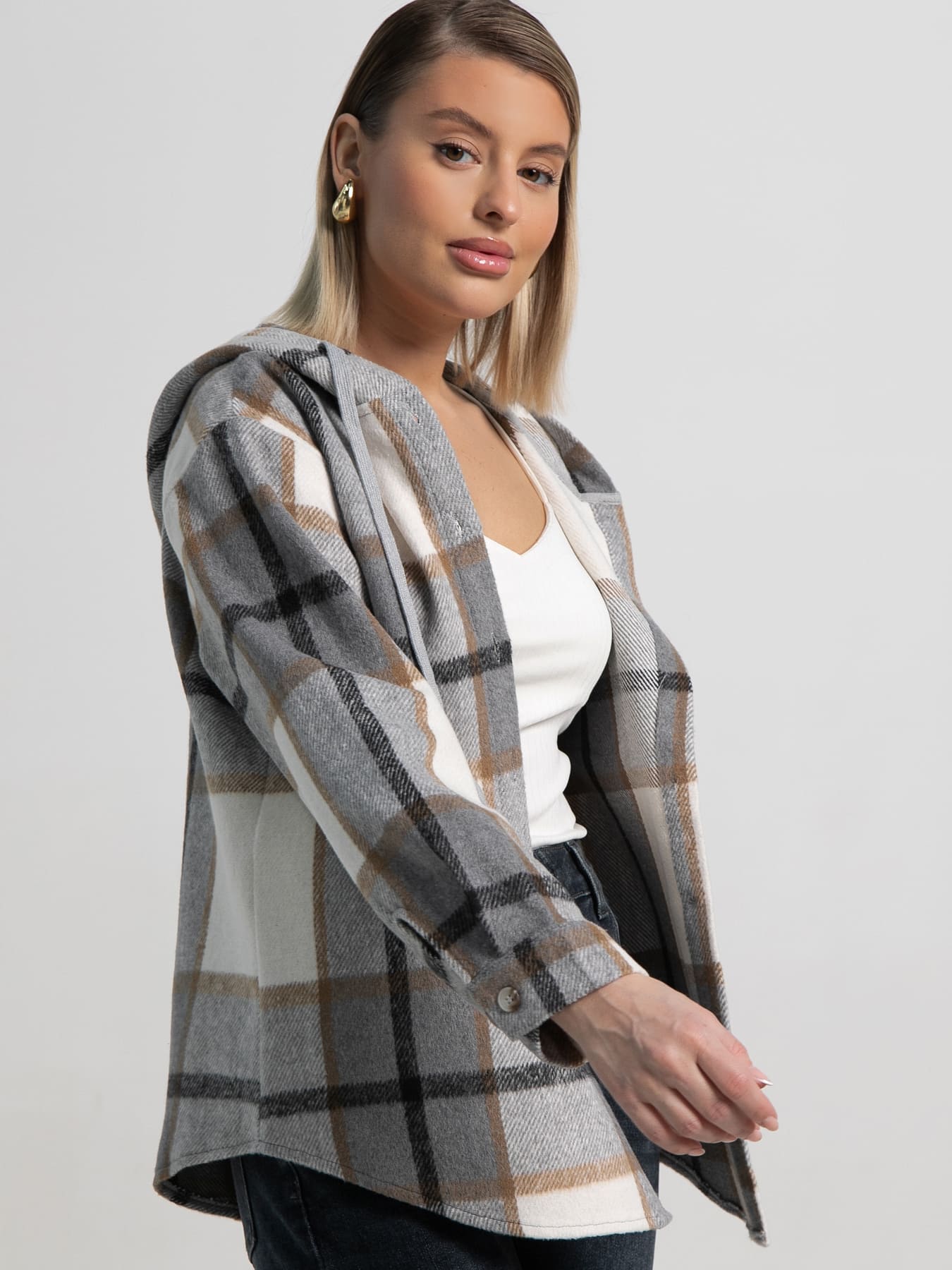 Рубашка теплая с капюшоном Олиссия (серая) Б15504-18М